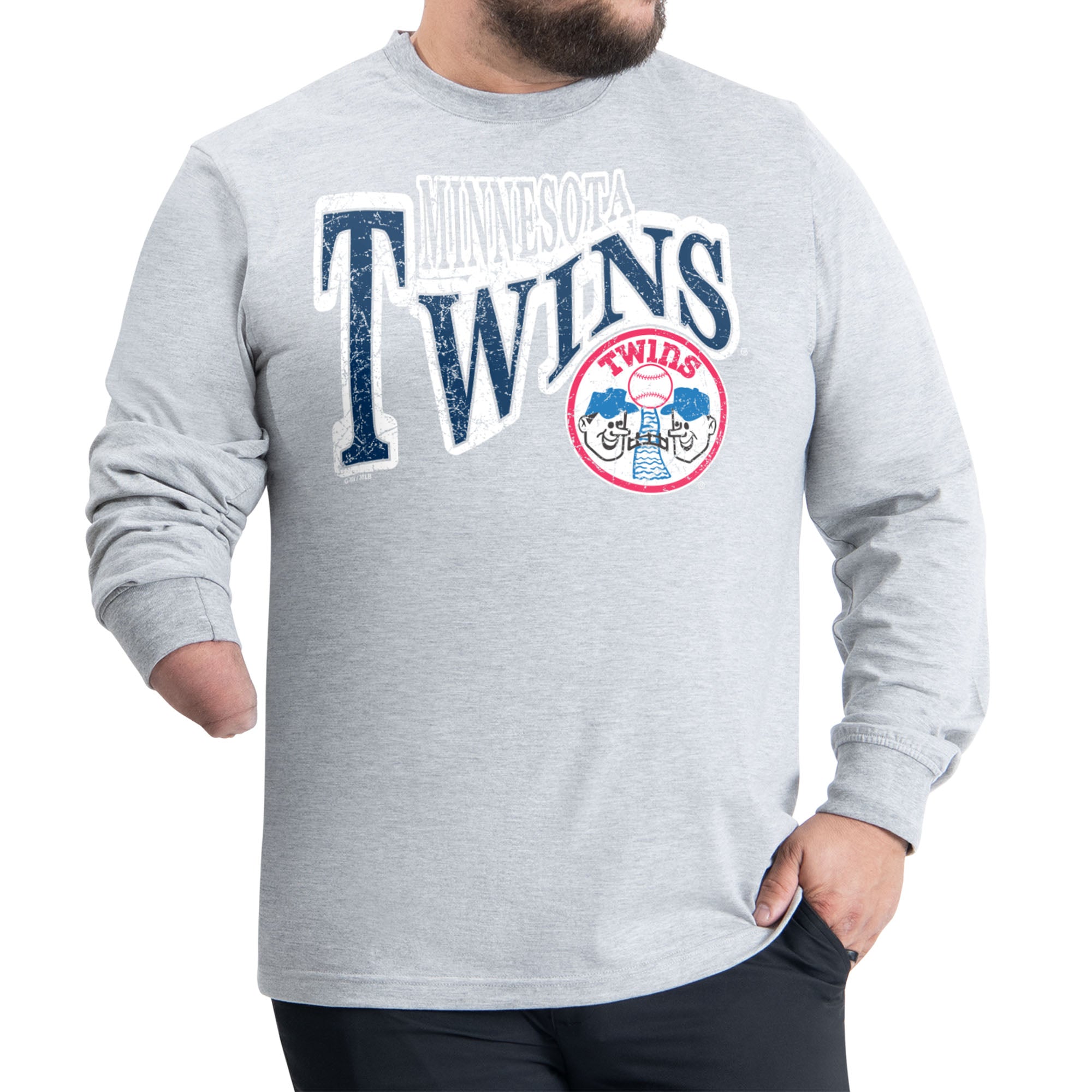 Men's Starter Gray Minnesota Twins Adaptive Twisted Team Long Sleeve T-Shirt