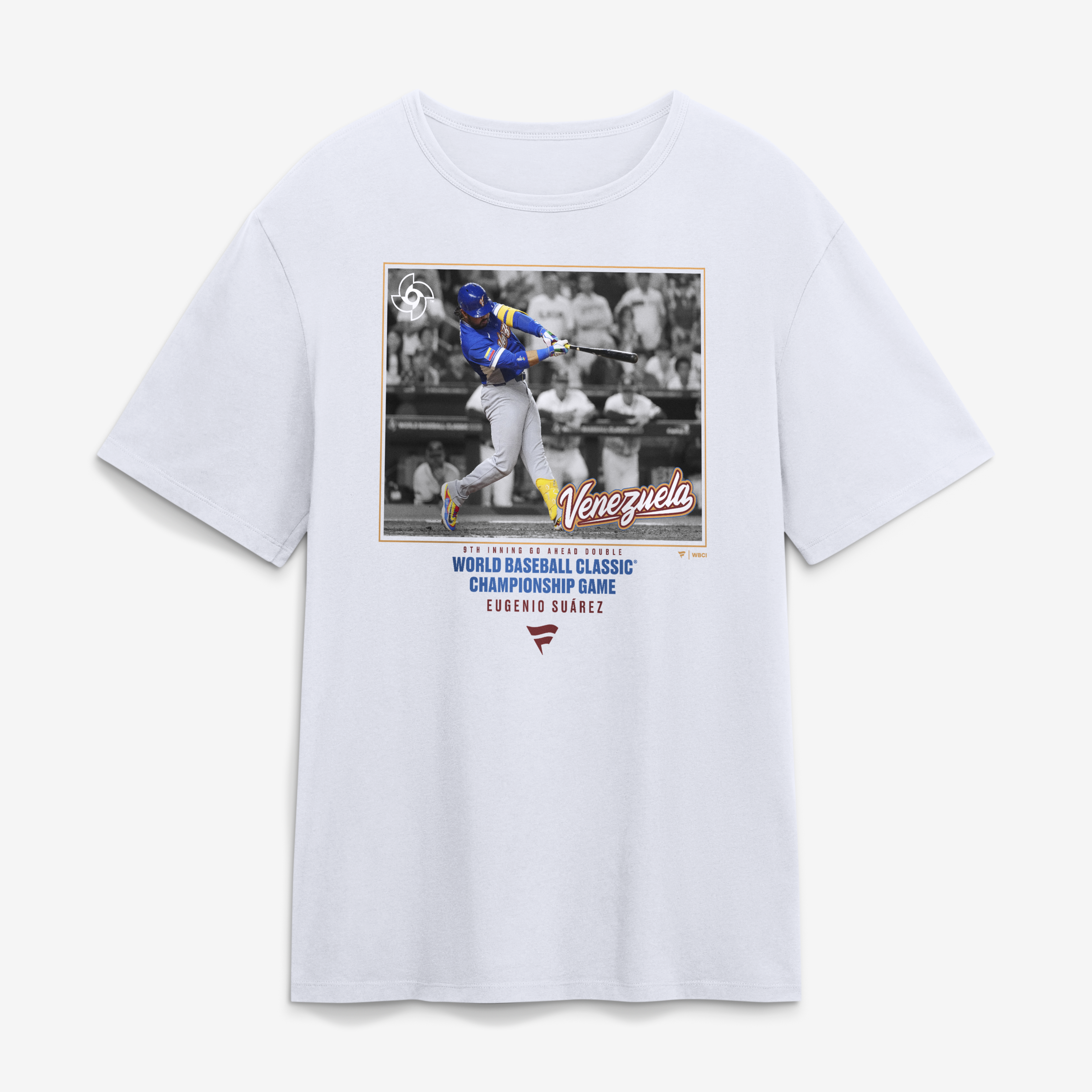 Men's Eugenio Suárez White Venezuela Baseball 2026 World Baseball Classic Go Ahead T-Shirt