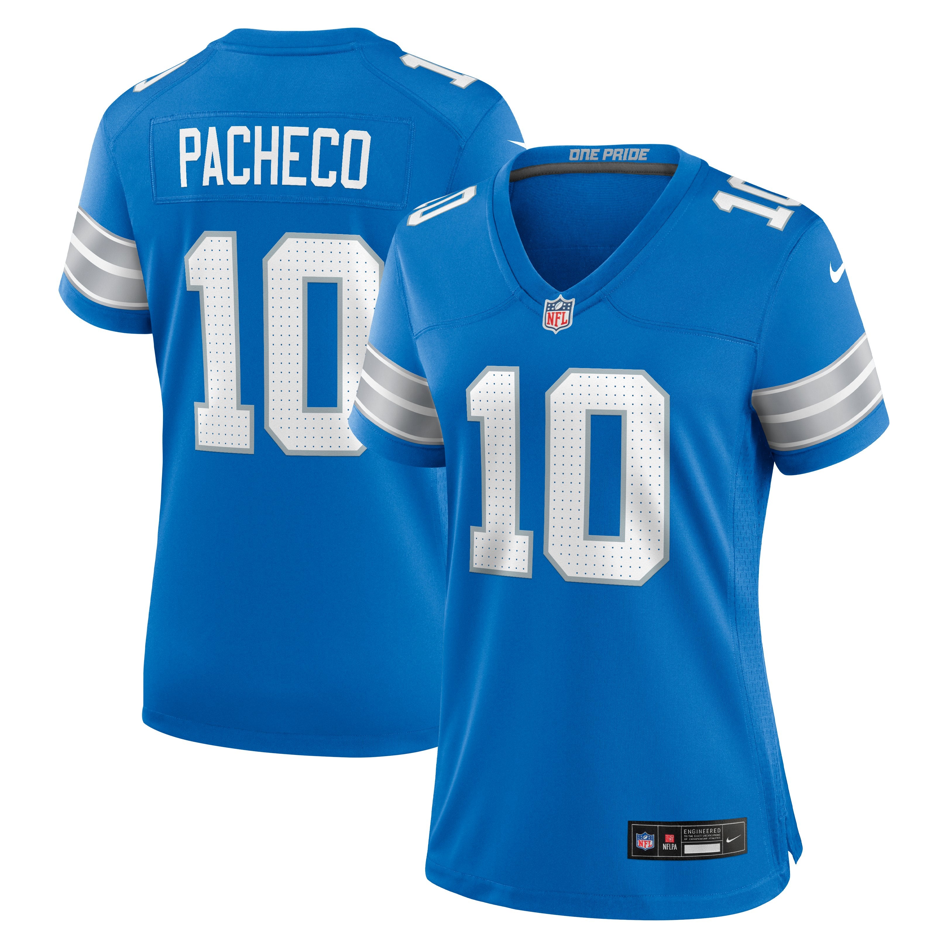 Women's Nike Isiah Pacheco  Blue Detroit Lions Team Game Jersey