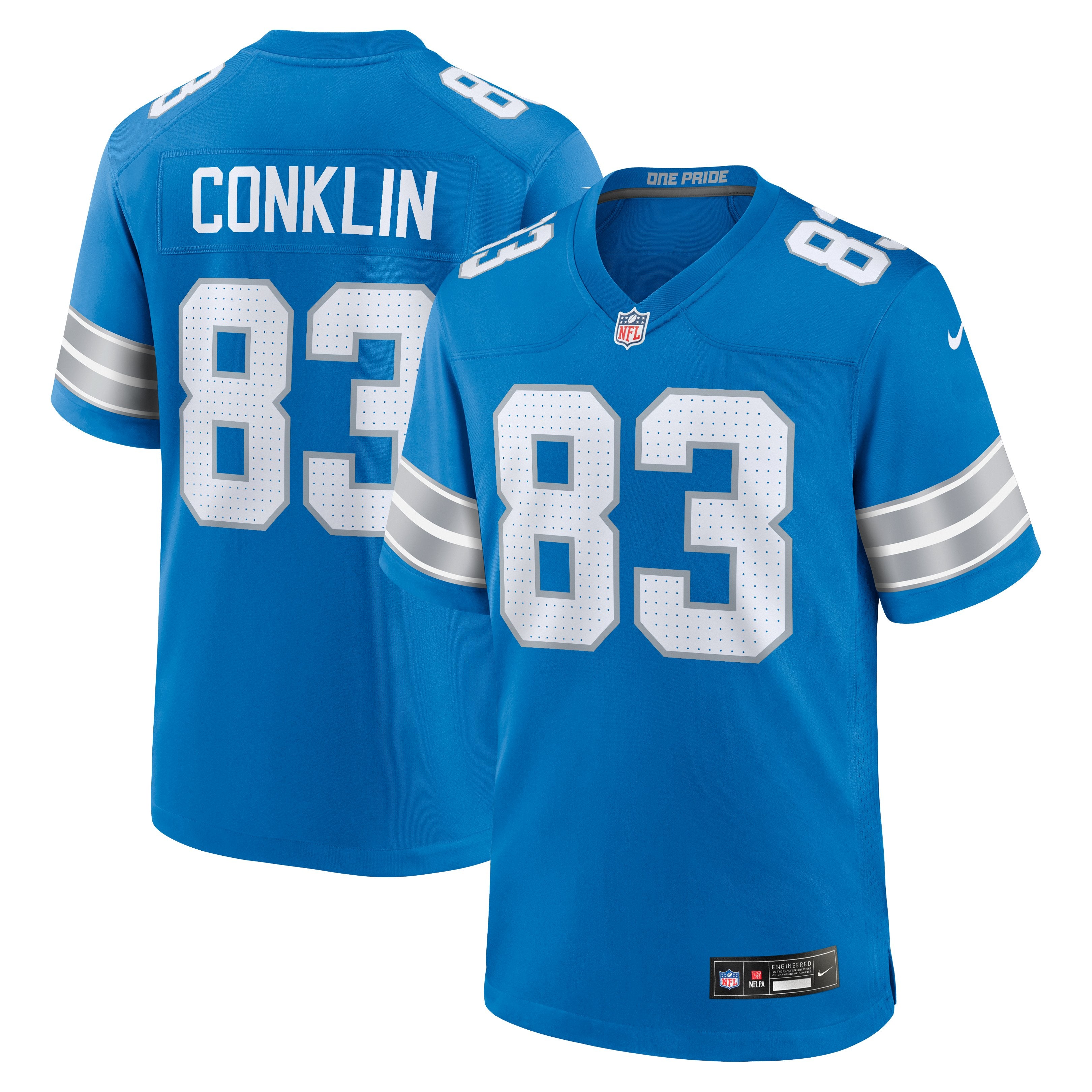 Men's Nike Tyler Conklin  Blue Detroit Lions Team Game Jersey