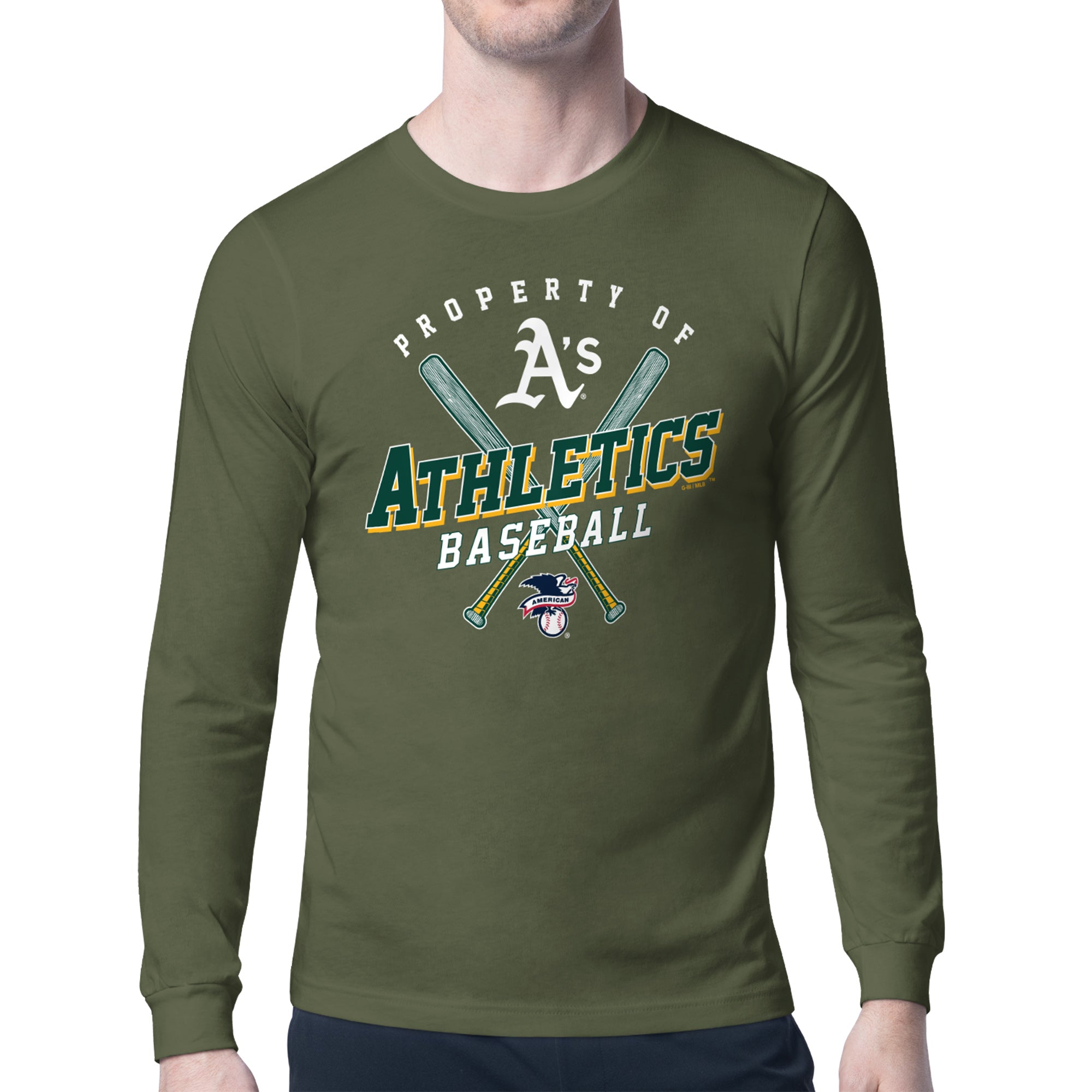 Men's Starter Green Athletics Property of Team Long-Sleeve T-Shirt