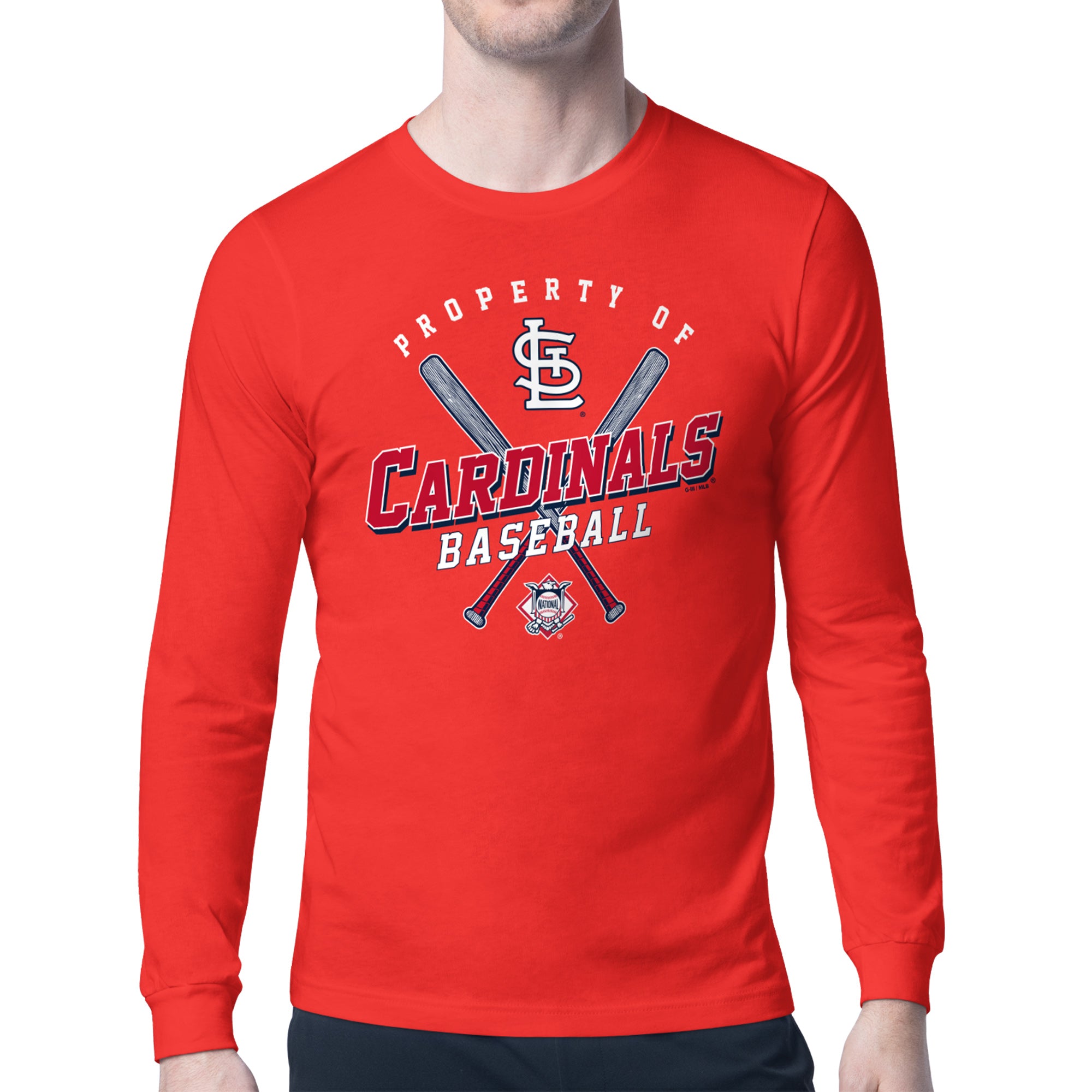 Men's Starter Red St. Louis Cardinals Property of Team Long-Sleeve T-Shirt