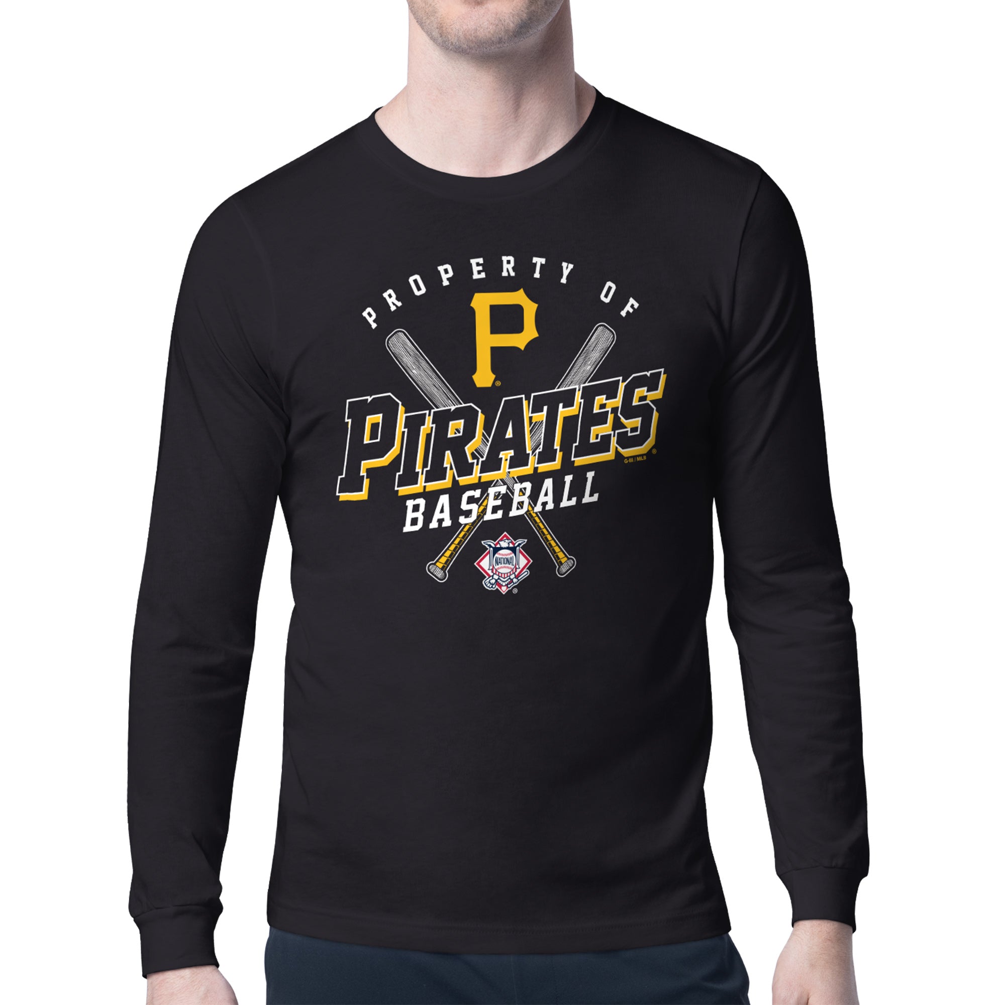 Men's Starter Black Pittsburgh Pirates Property of Team Long-Sleeve T-Shirt