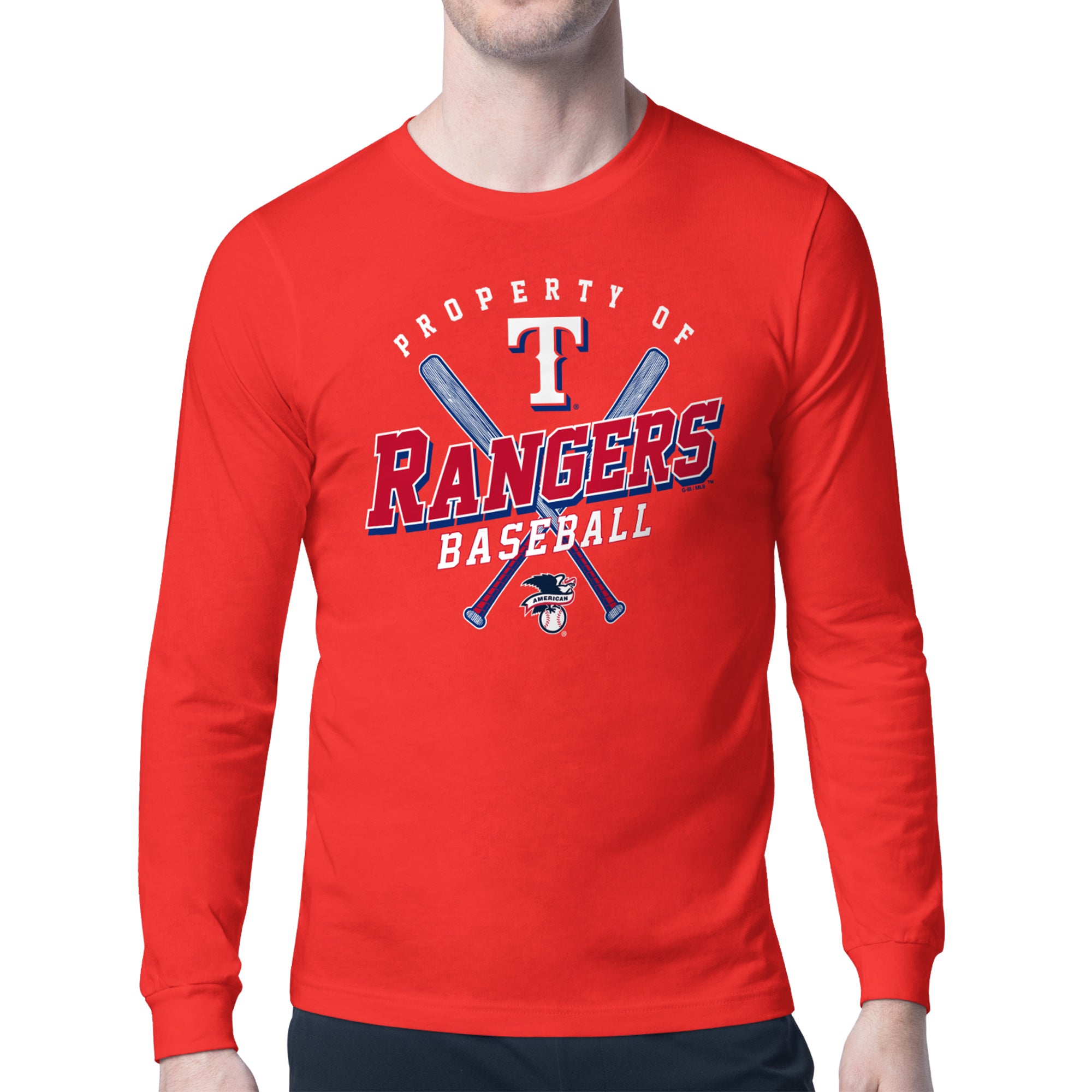 Men's Starter Red Texas Rangers Property of Team Long-Sleeve T-Shirt