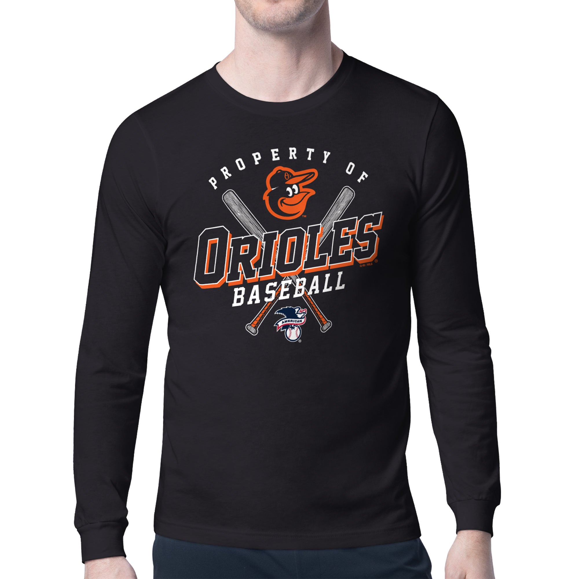 Men's Starter Black Baltimore Orioles Property of Team Long-Sleeve T-Shirt