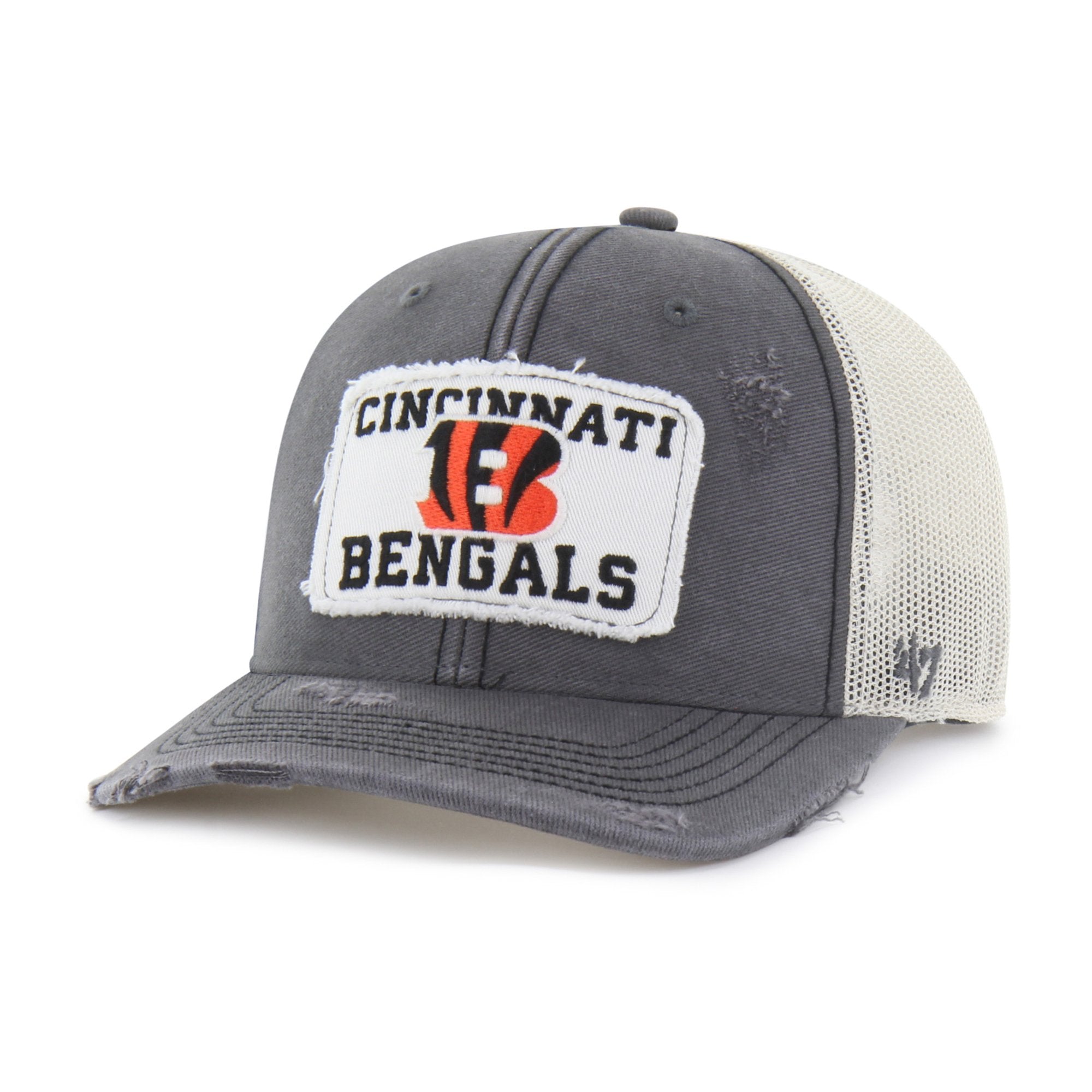 Men's '47 Charcoal Cincinnati Bengals Egremont Well-Worn Adjustable Trucker Hat