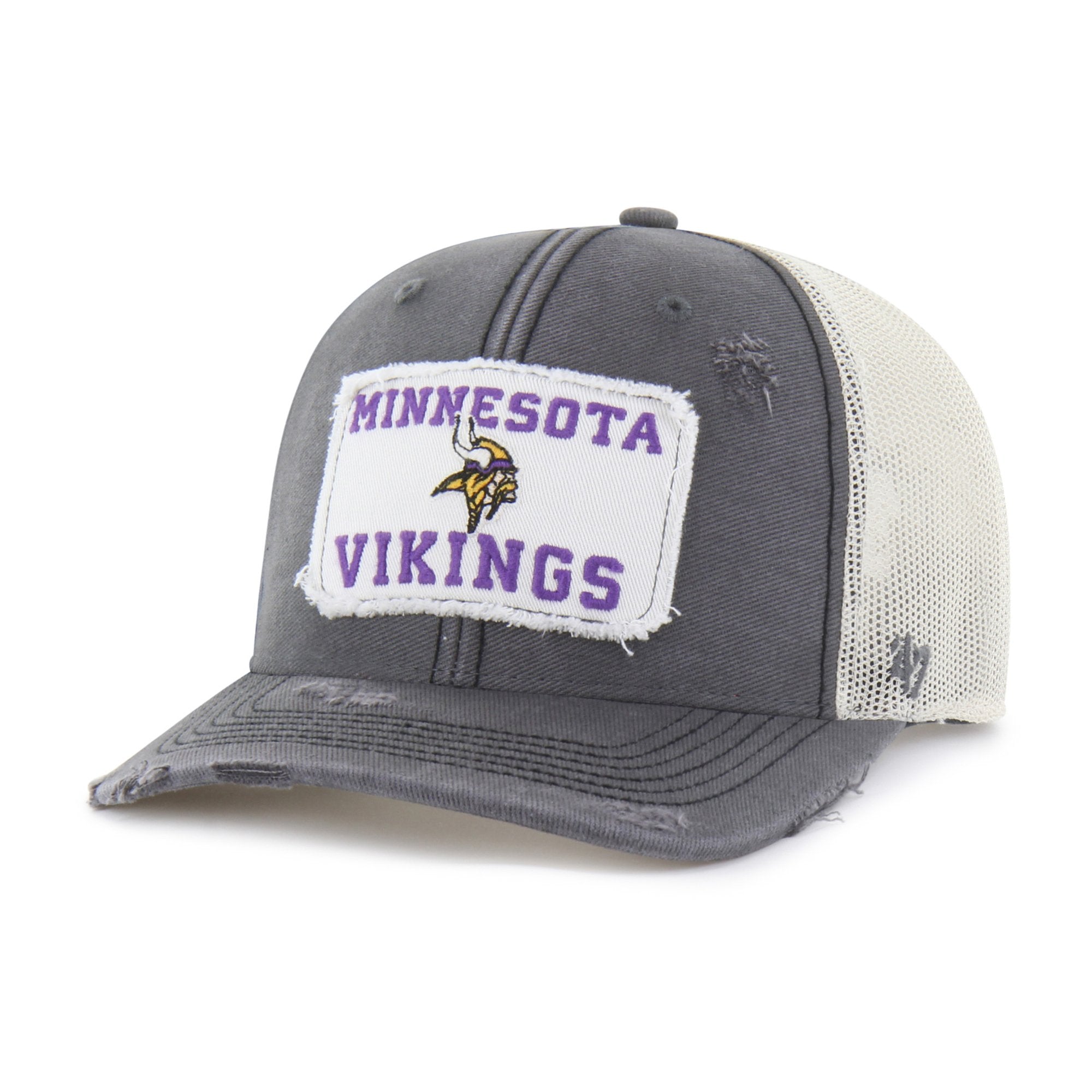 Men's '47 Charcoal Minnesota Vikings Egremont Well-Worn Adjustable Trucker Hat