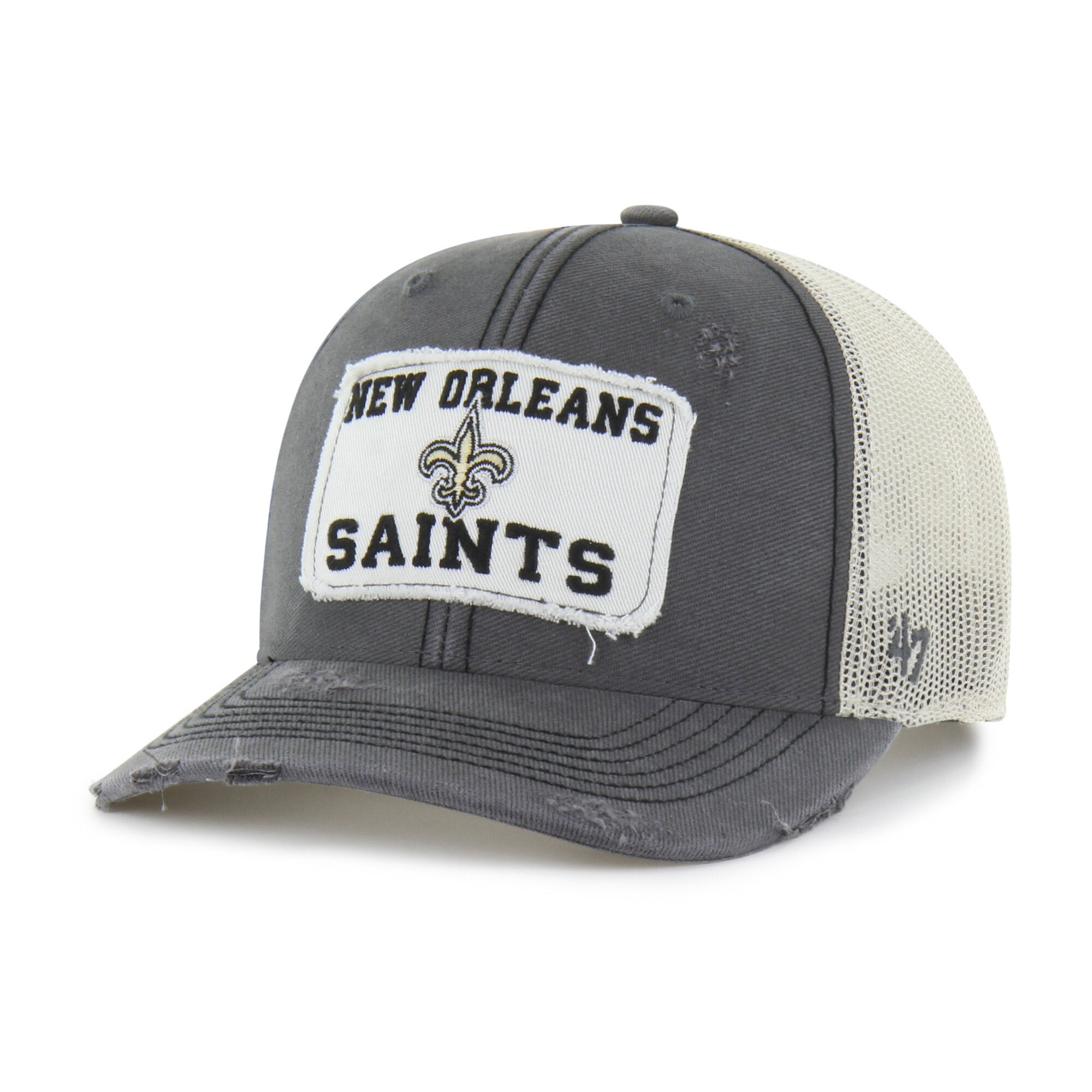 Men's '47 Charcoal New Orleans Saints Egremont Well-Worn Adjustable Trucker Hat