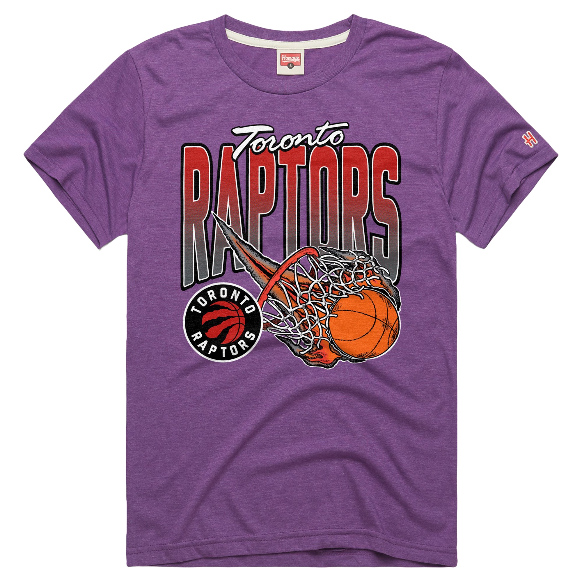 Unisex Homage  Purple Toronto Raptors On Fire Tri-Blend T-Shirt