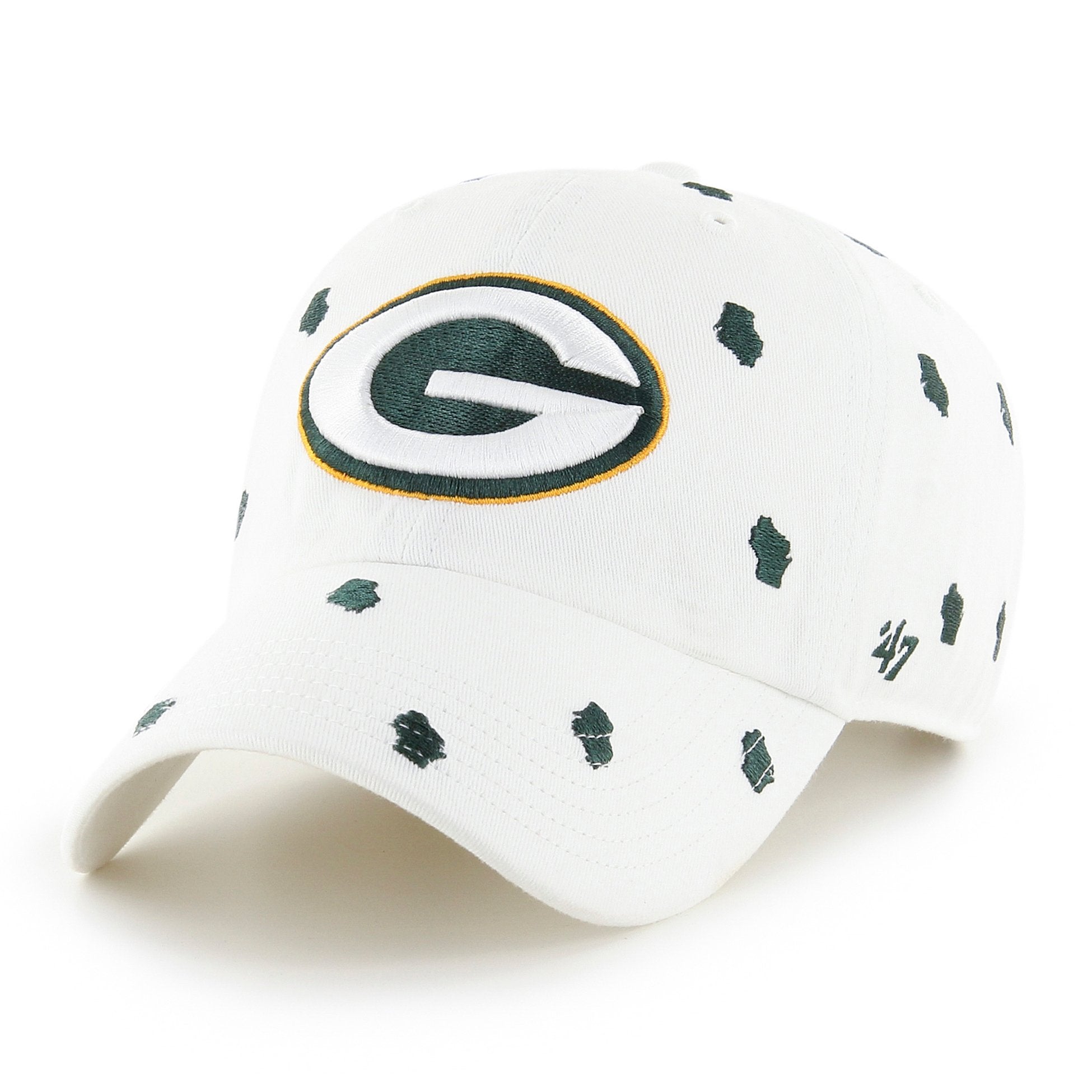 Unisex '47 White Green Bay Packers Confetti Clean Up Adjustable Hat