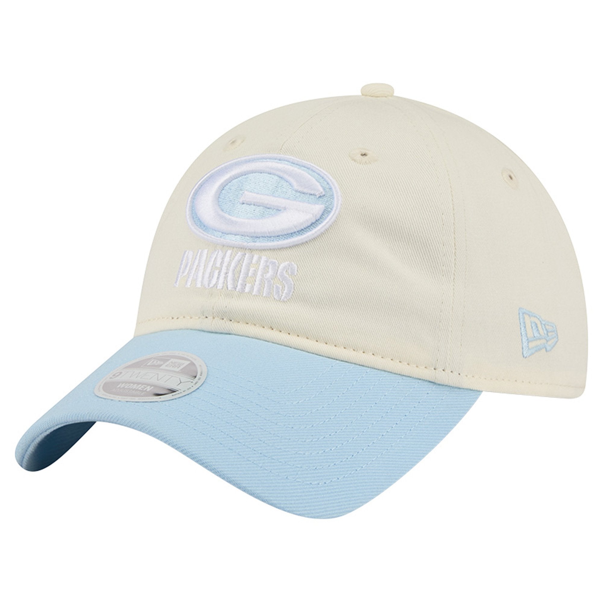 Women's New Era Cream/Coastal Blue Green Bay Packers 9TWENTY Adjustable Hat