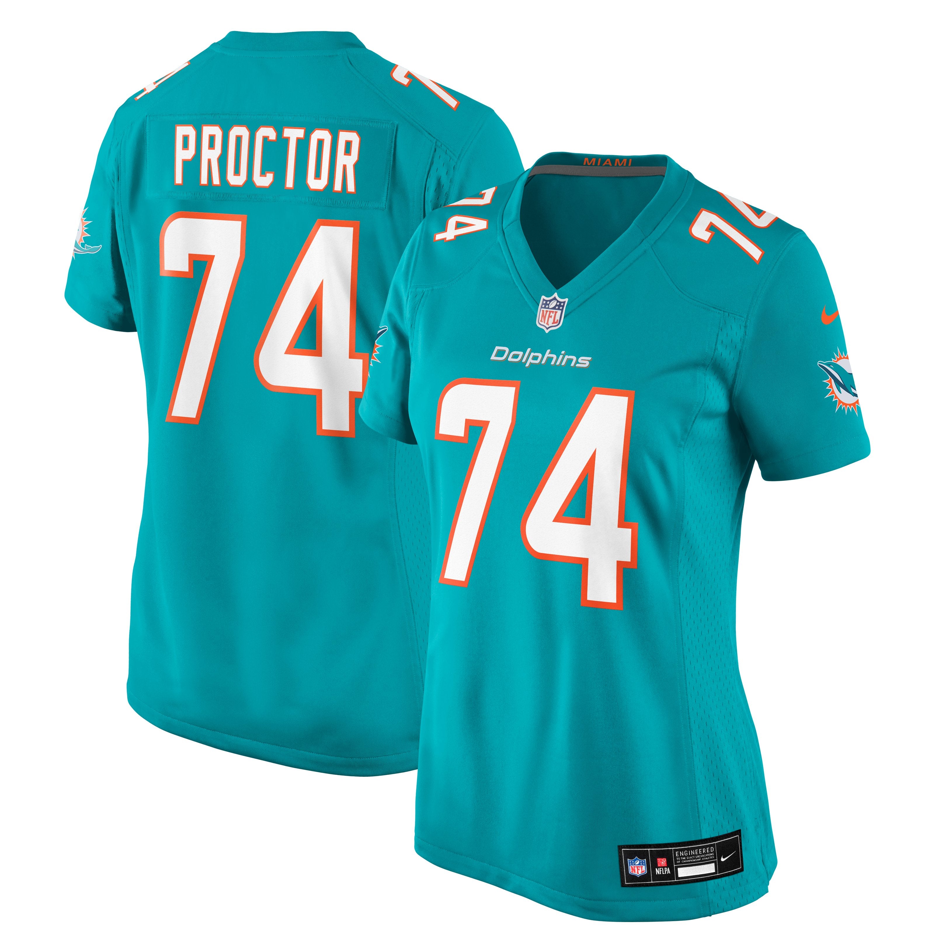 Women's Nike Kadyn Proctor Aqua Miami Dolphins Team Game Jersey