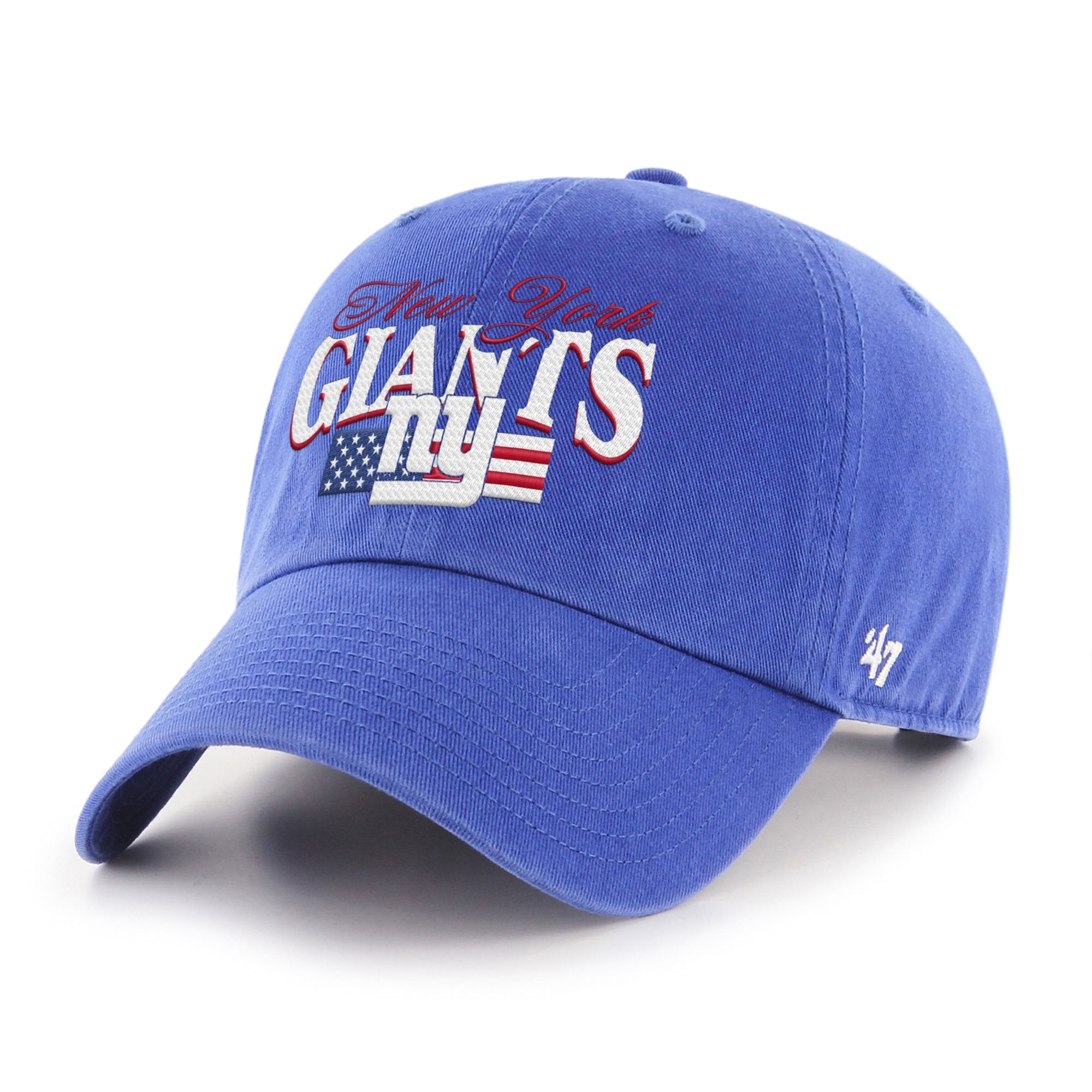 Men's '47 Royal New York Giants American Flag Clean Up Adjustable Hat