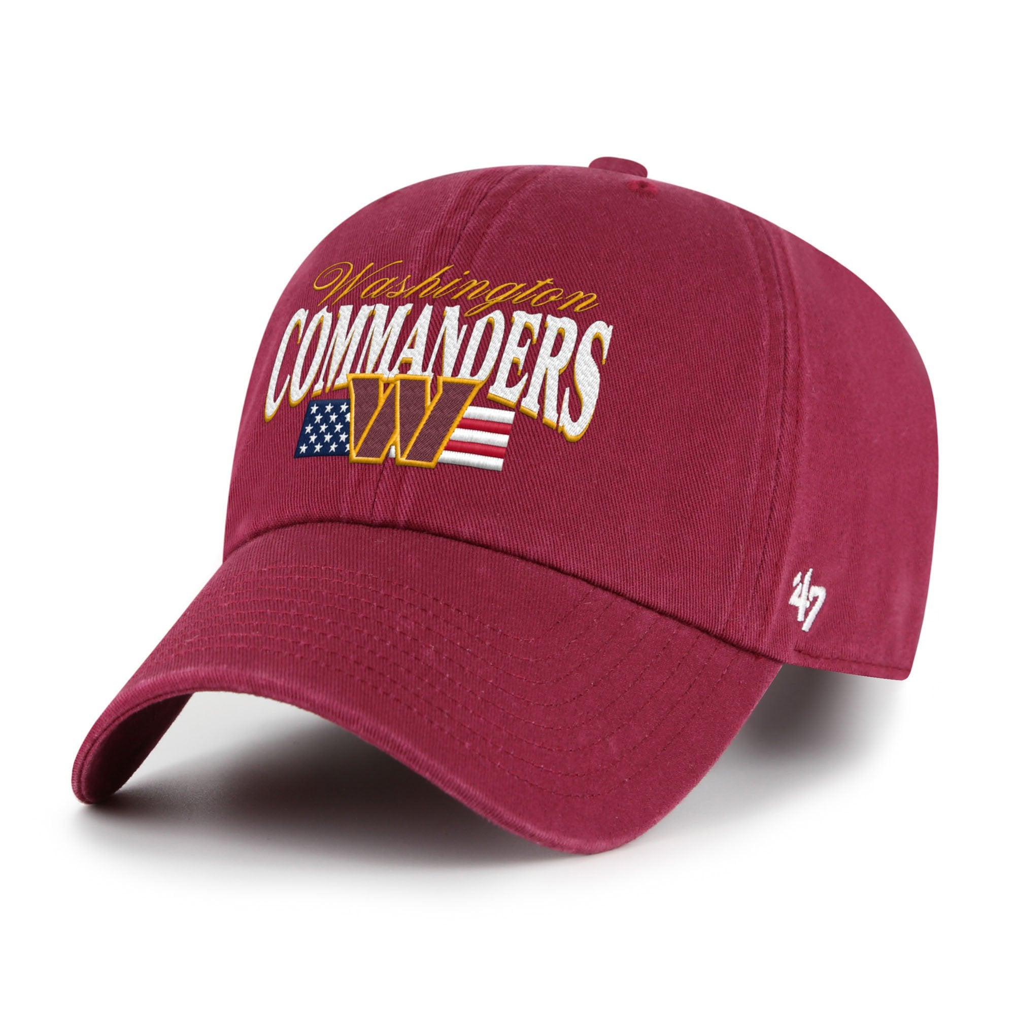 Men's '47 Burgundy Washington Commanders American Flag Clean Up Adjustable Hat