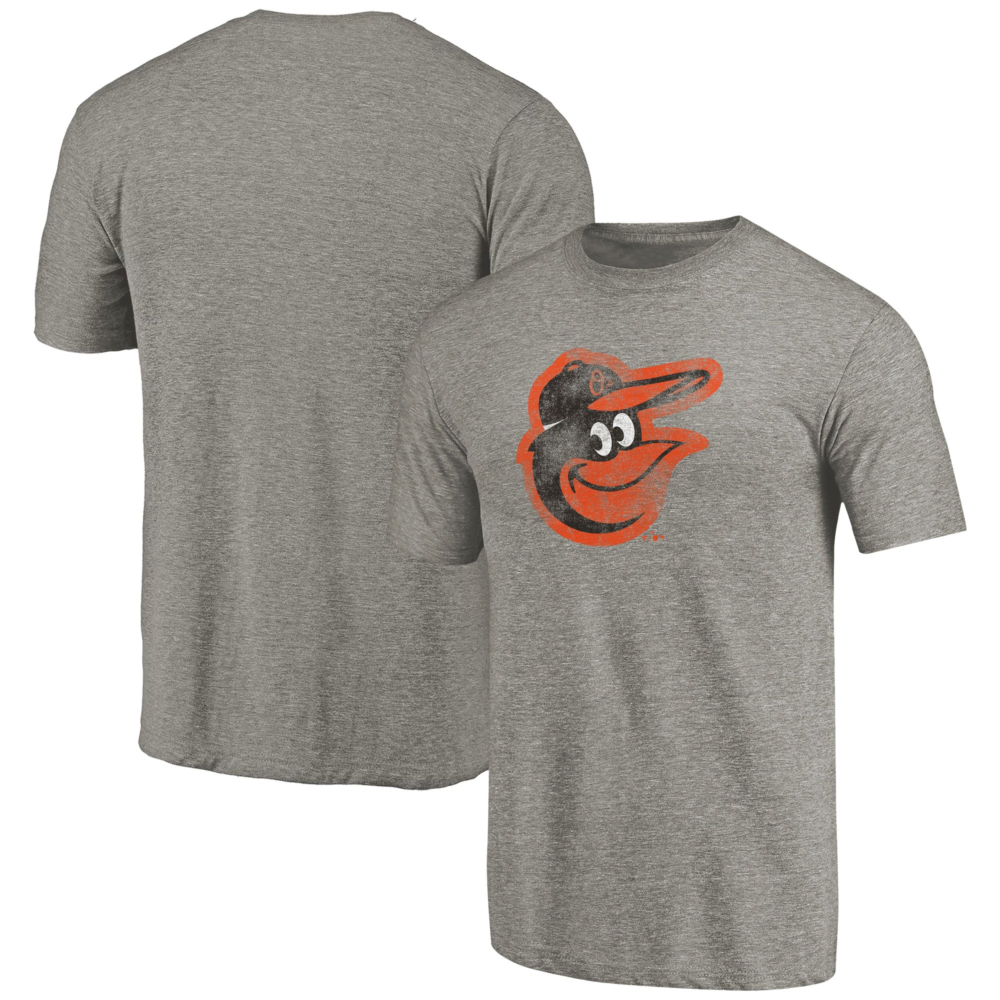 Men's Ash Baltimore Orioles Distressed Team Tri-Blend T-Shirt