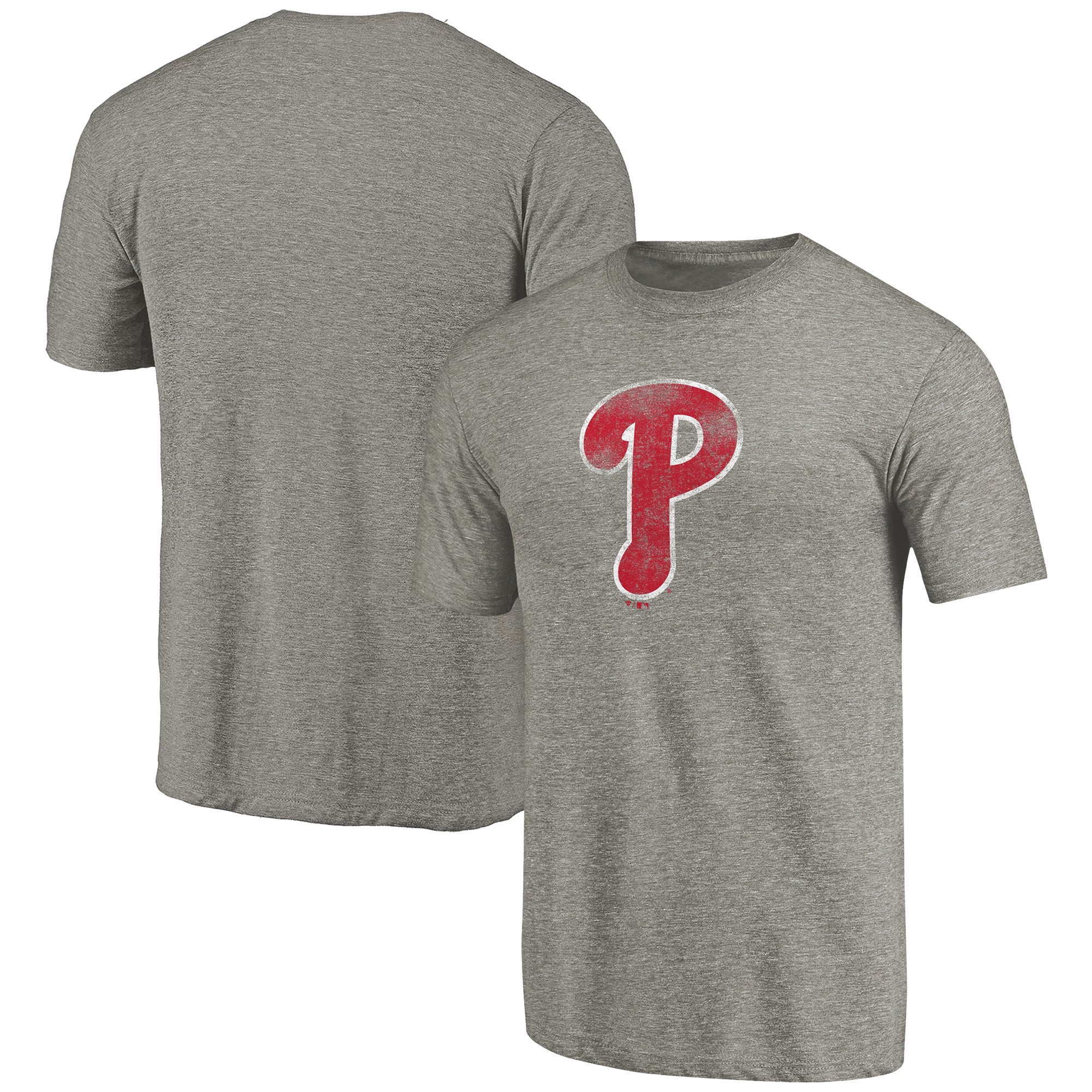 Men's Ash Philadelphia Phillies Distressed Team Tri-Blend T-Shirt