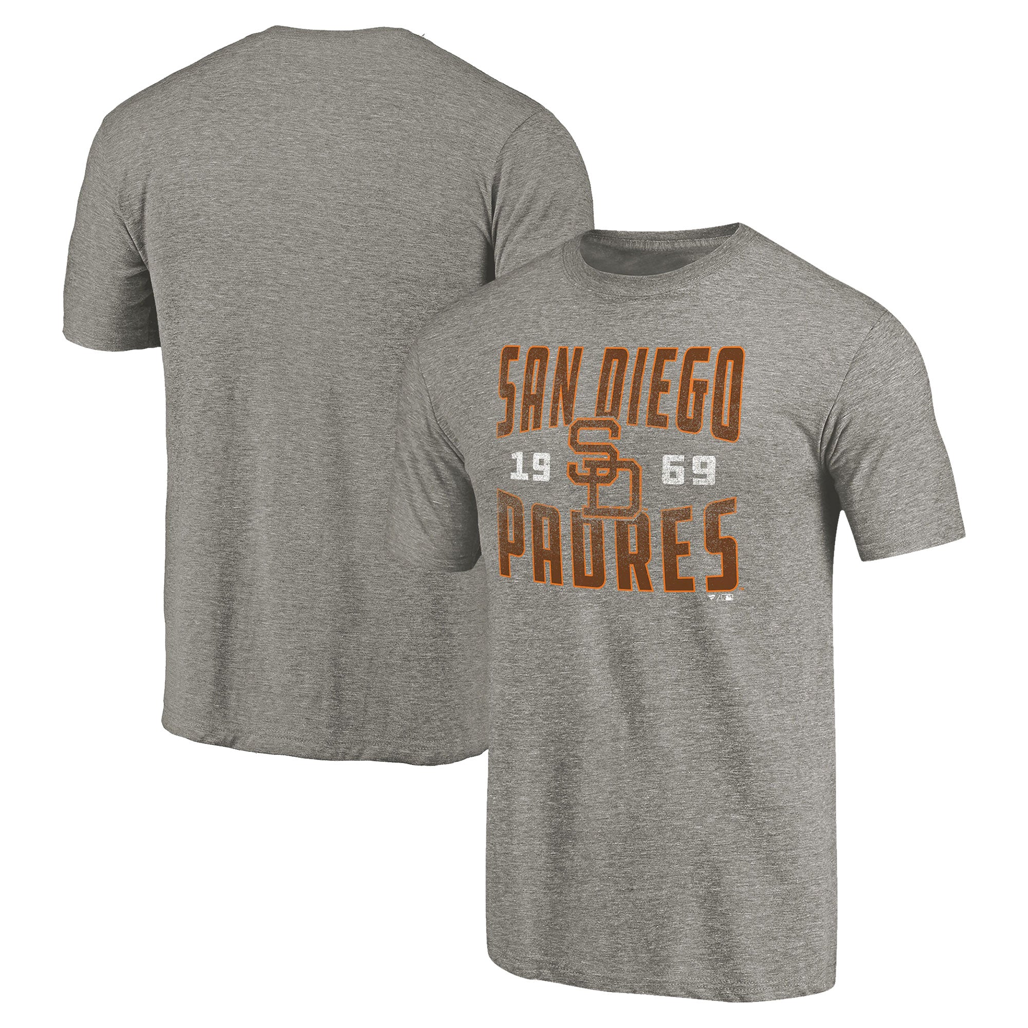 Men's Gray San Diego Padres Cooperstown Collection Antique Stack Tri-Blend T-Shirt