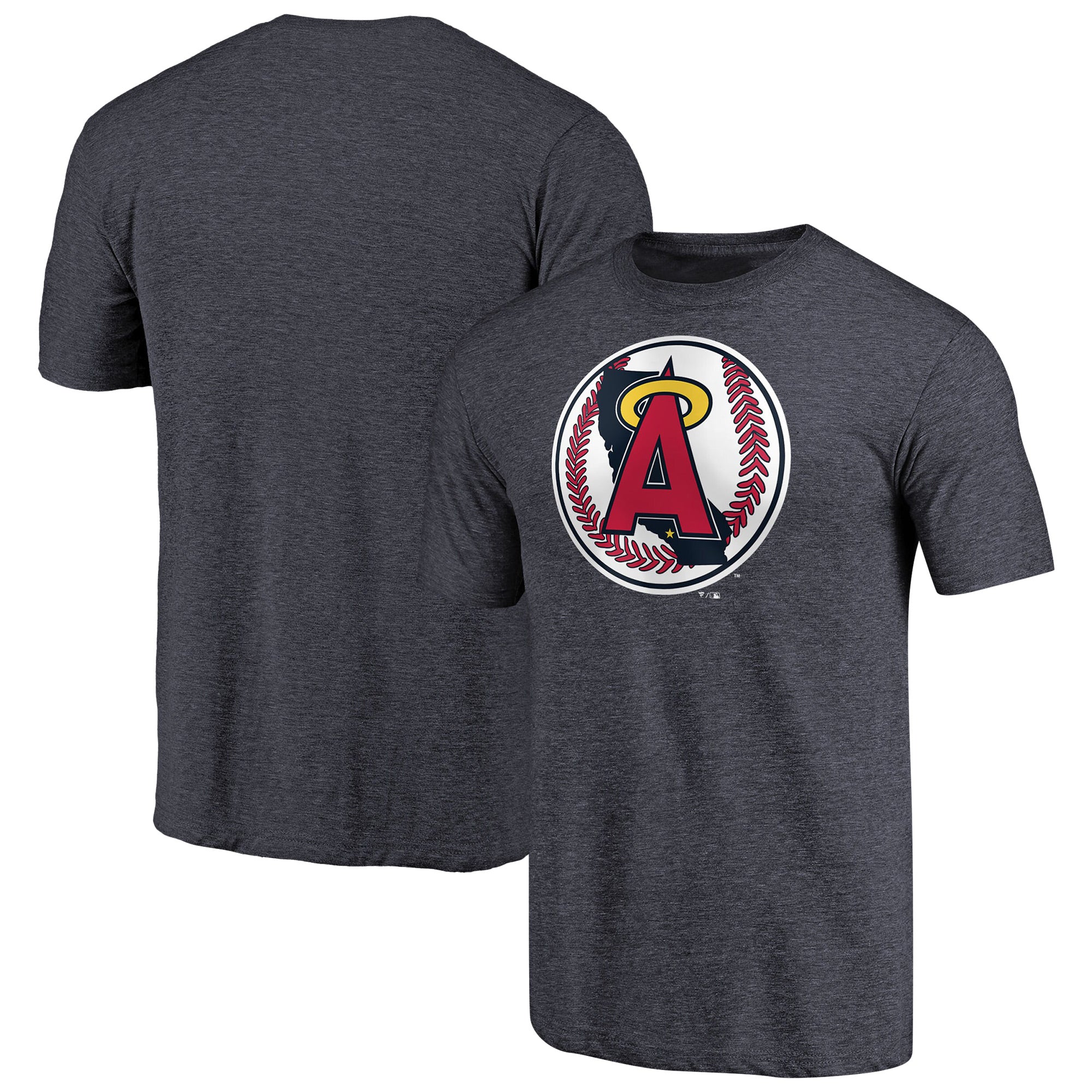 Men's Heathered Navy California Angels Cooperstown Collection Forbes Tri-Blend T-Shirt