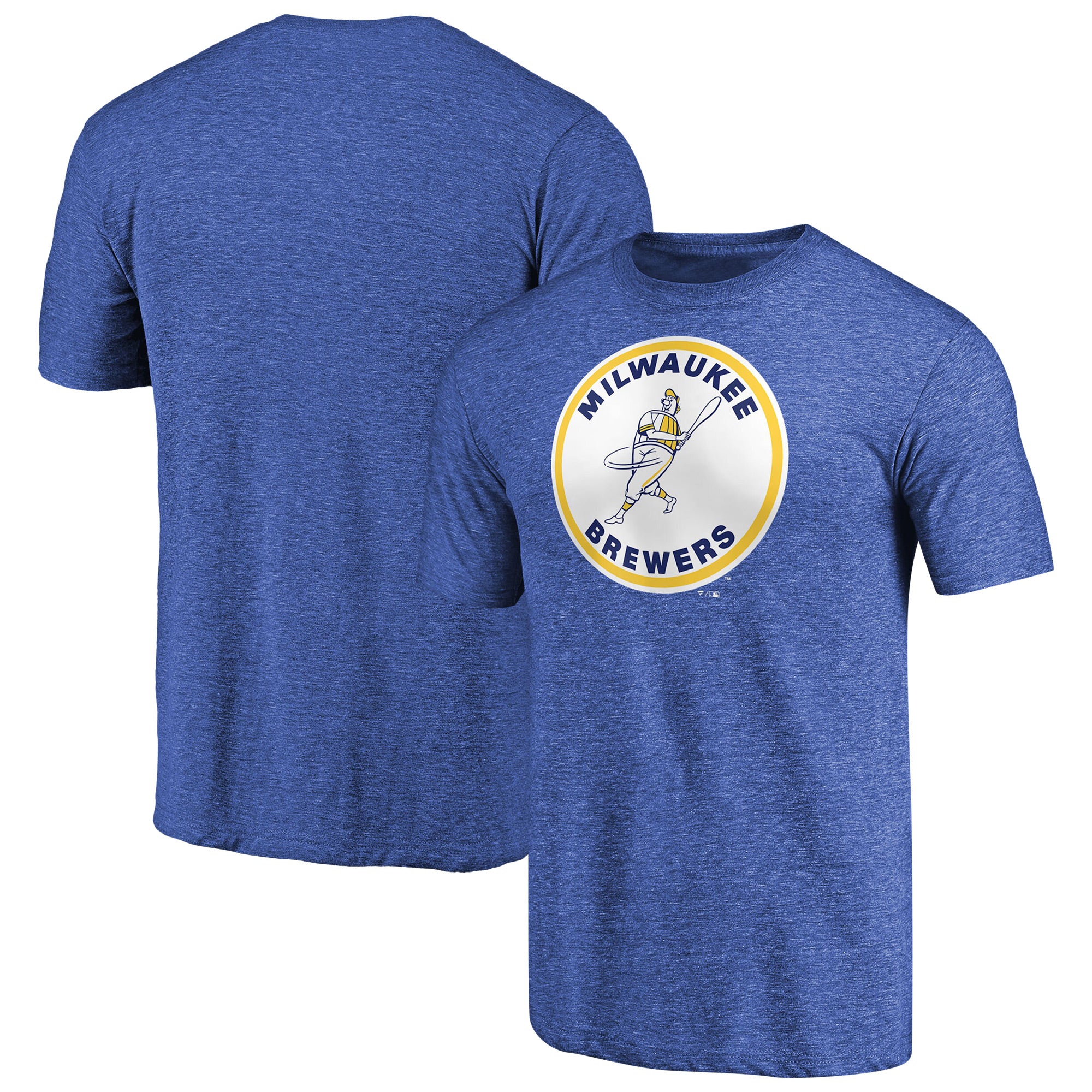 Men's Heathered Royal Milwaukee Brewers Cooperstown Collection Forbes Tri-Blend T-Shirt