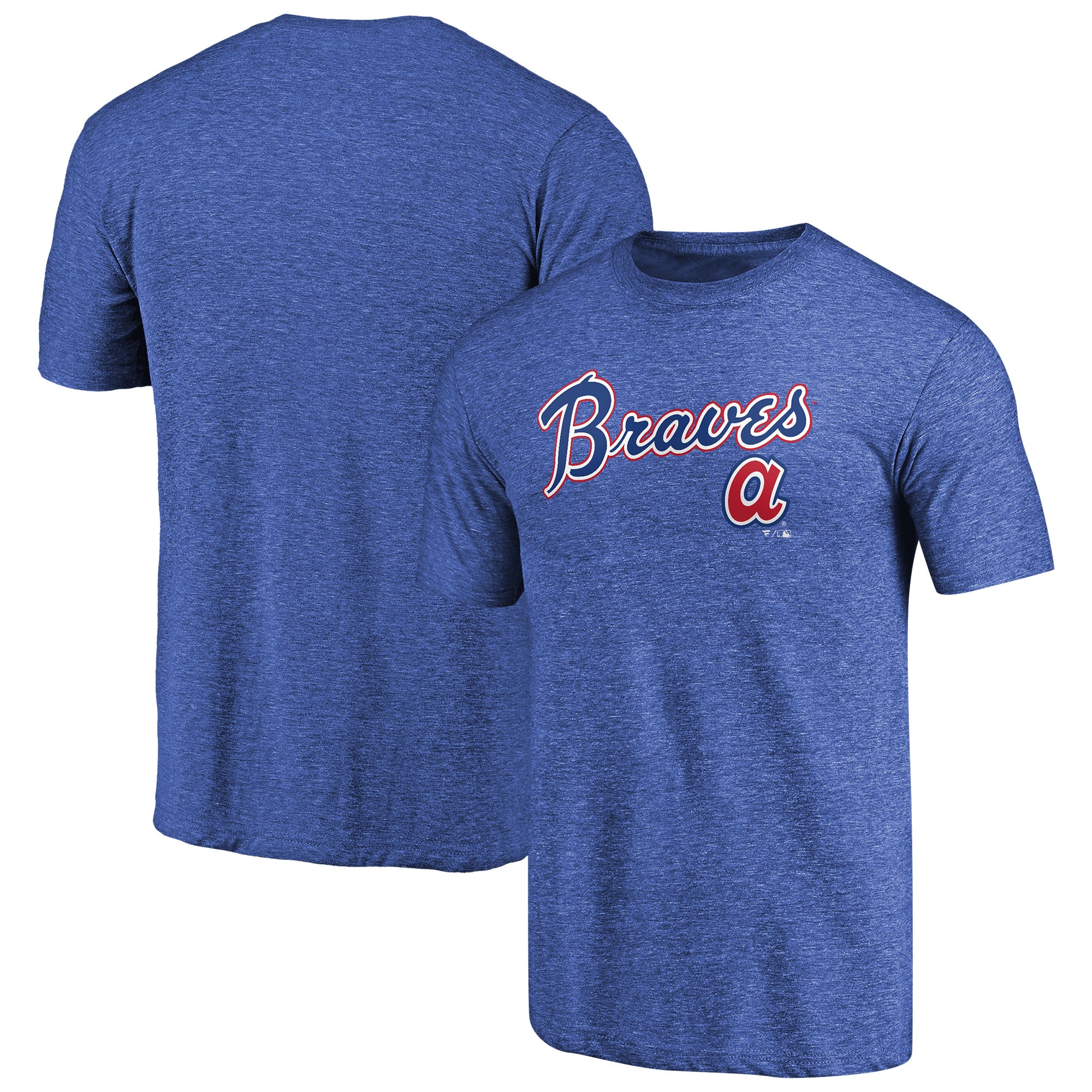 Men's Blue Atlanta Braves Vintage Cooperstown Collection Wahconah Tri-Blend T-Shirt