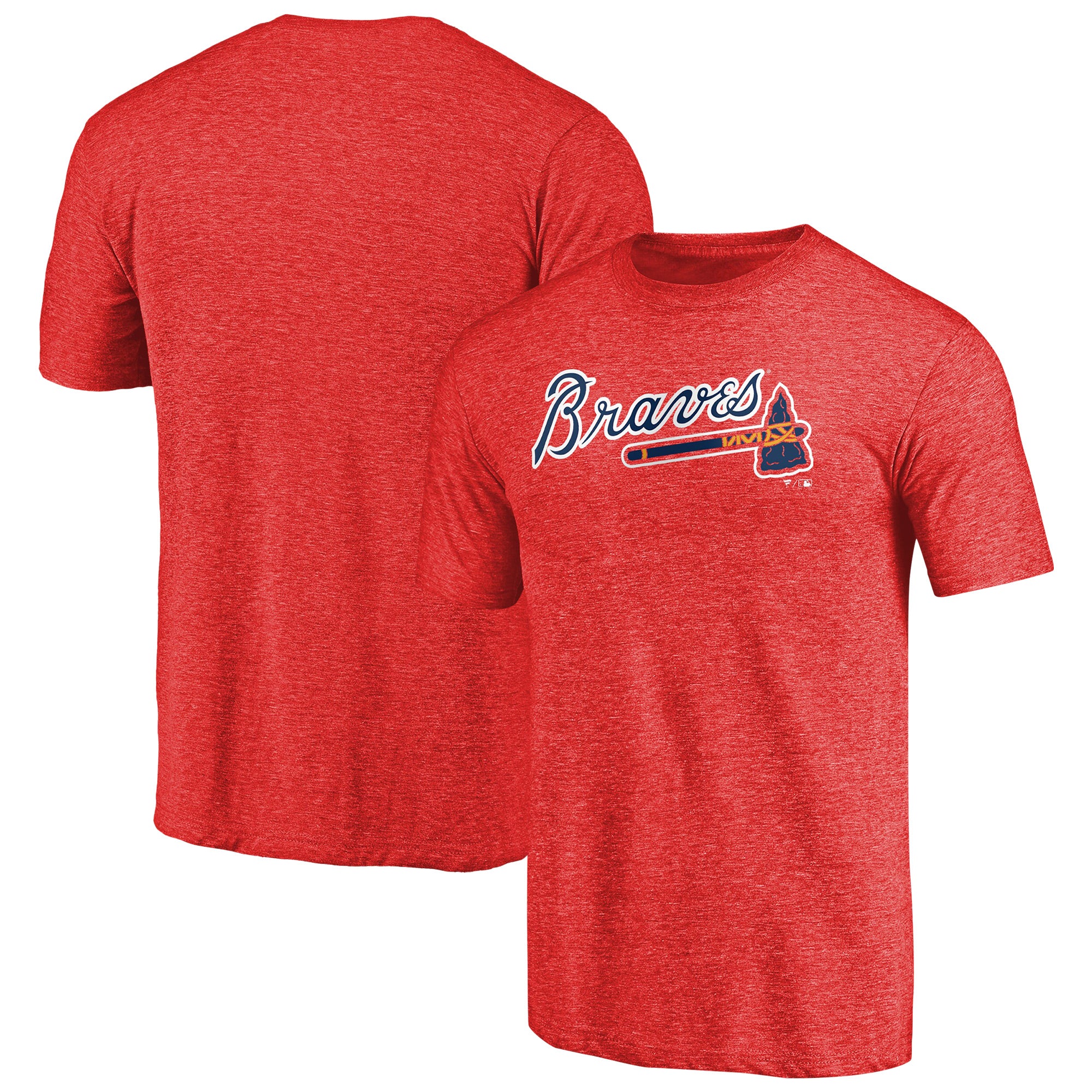 Men's Red Atlanta Braves Team Wordmark Tri-Blend T-Shirt