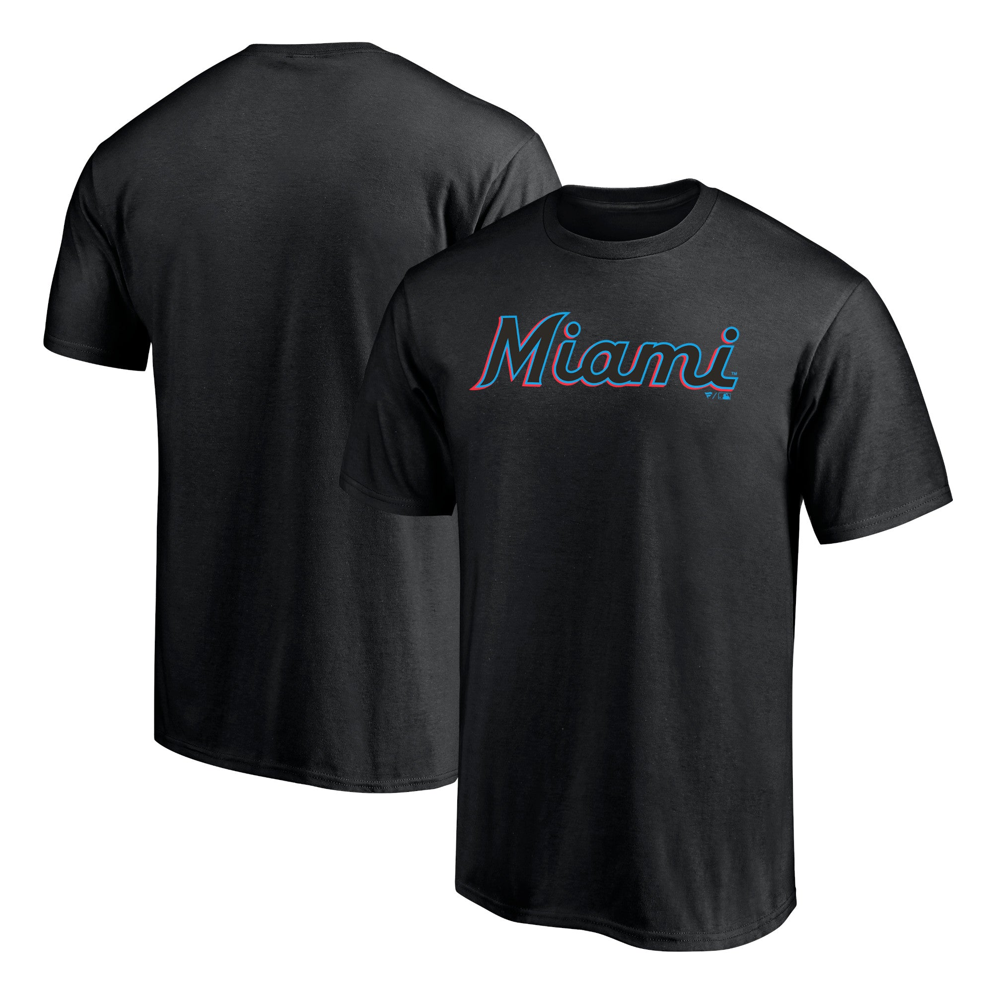 Men's Black Miami Marlins Official Wordmark T-Shirt