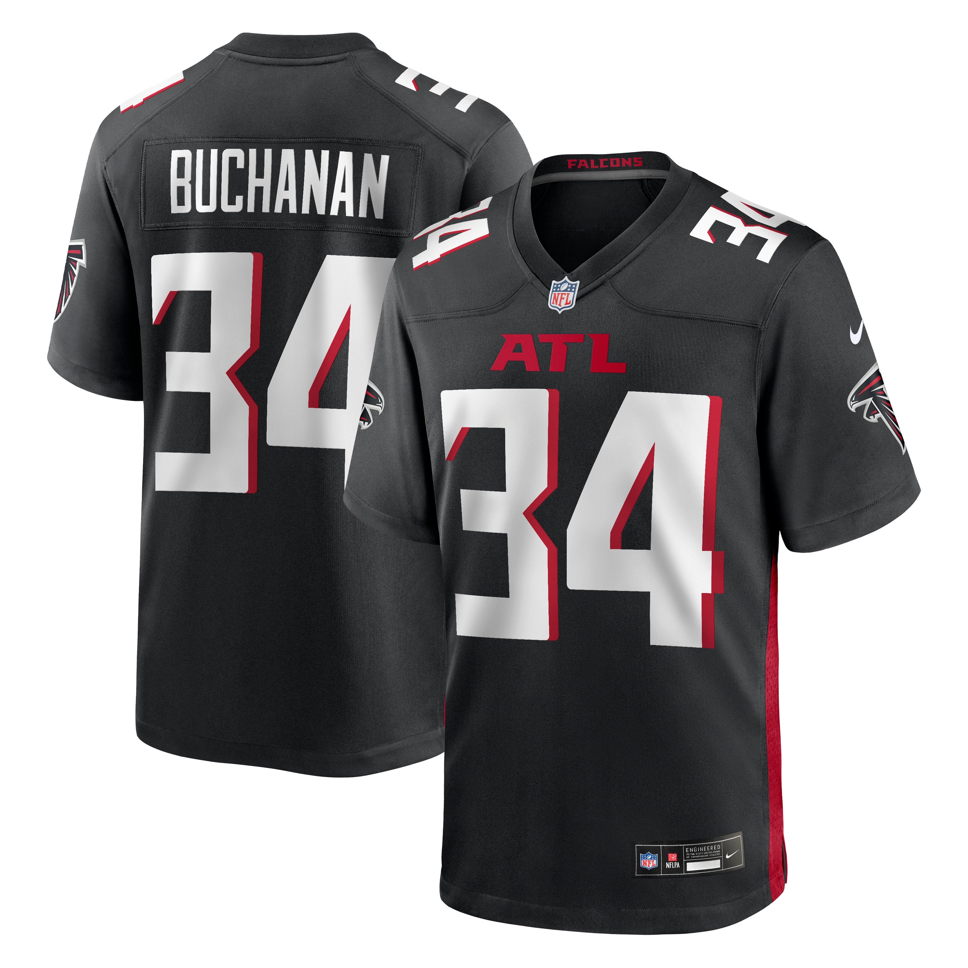 Men's Nike Ray Buchanan Black Atlanta Falcons Game Retired Player Jersey