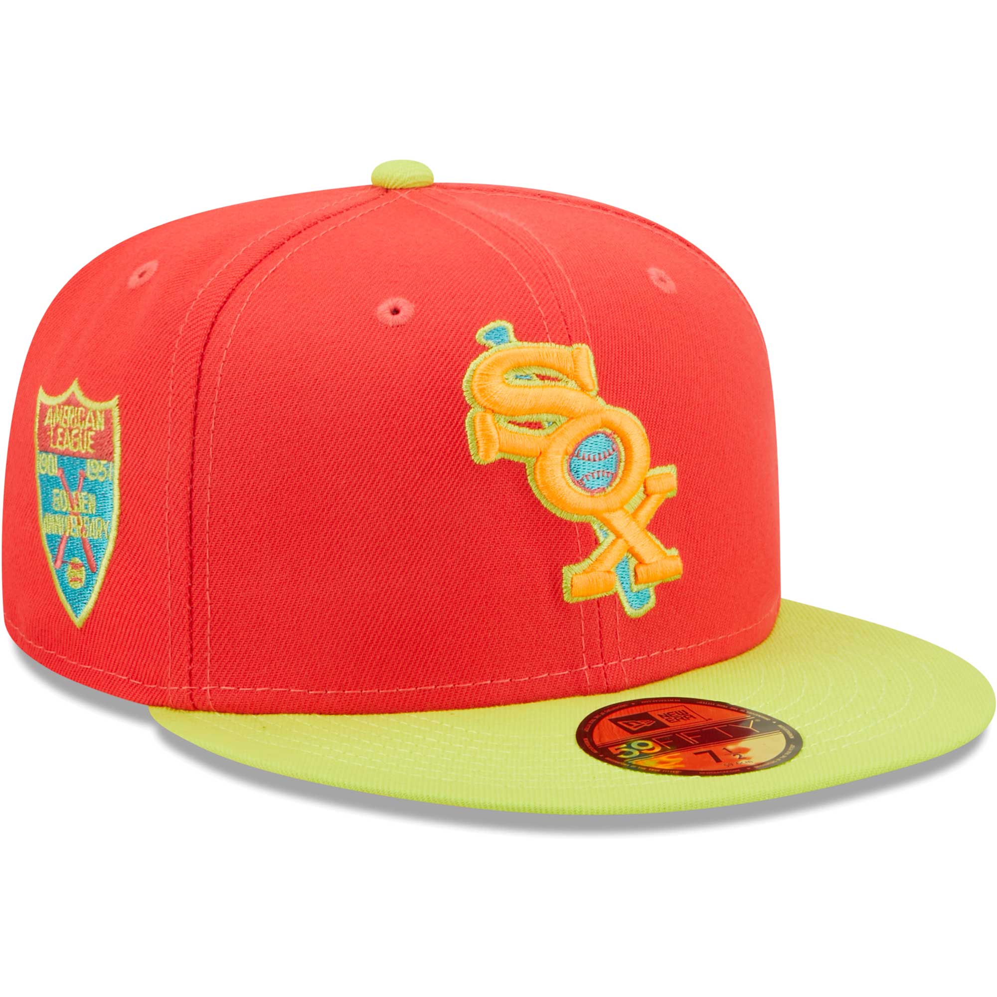Men's New Era Red/Neon Green Chicago White Sox   Lava Highlighter Combo 59FIFTY Fitted Hat