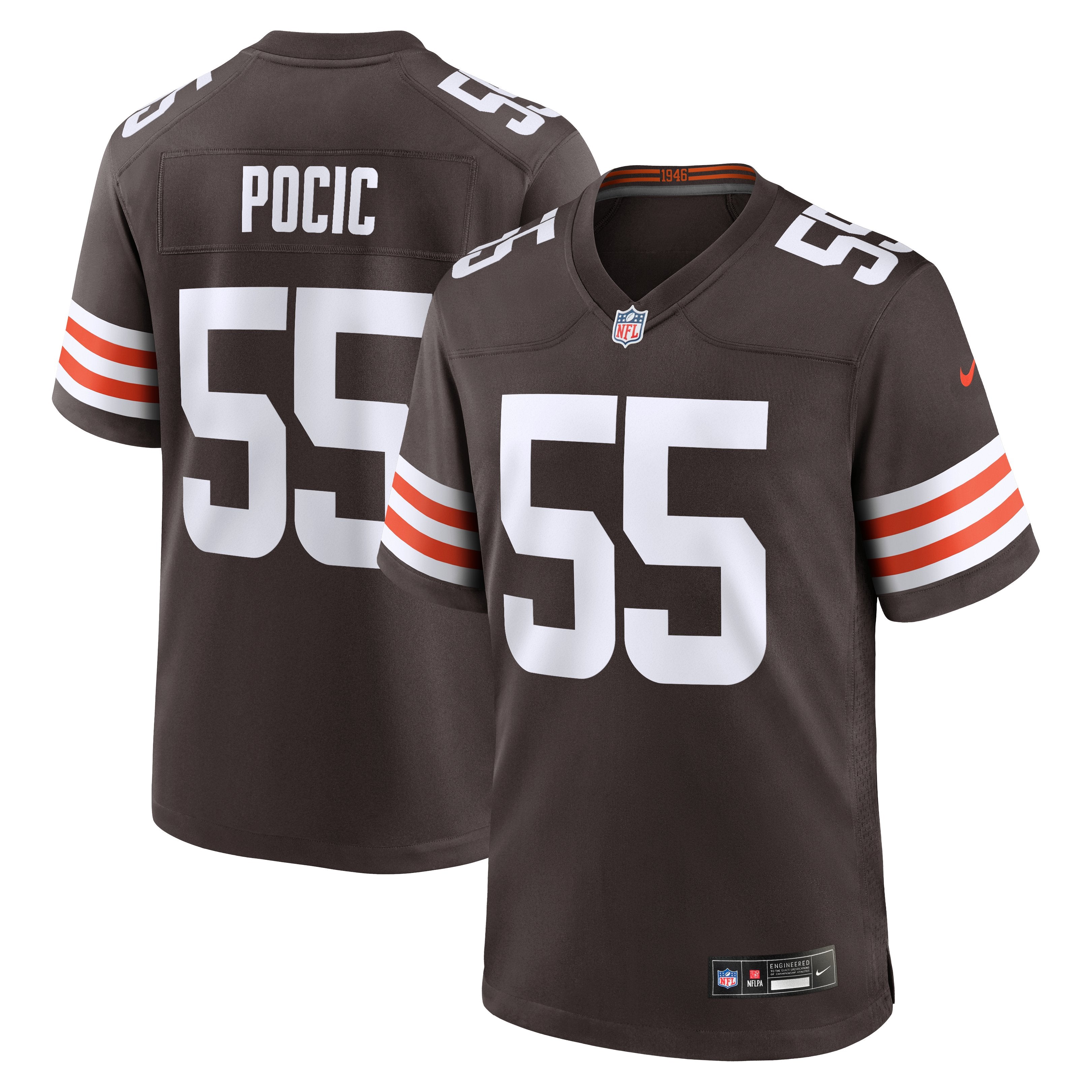 Men's Nike Ethan Pocic Brown Cleveland Browns Game Jersey
