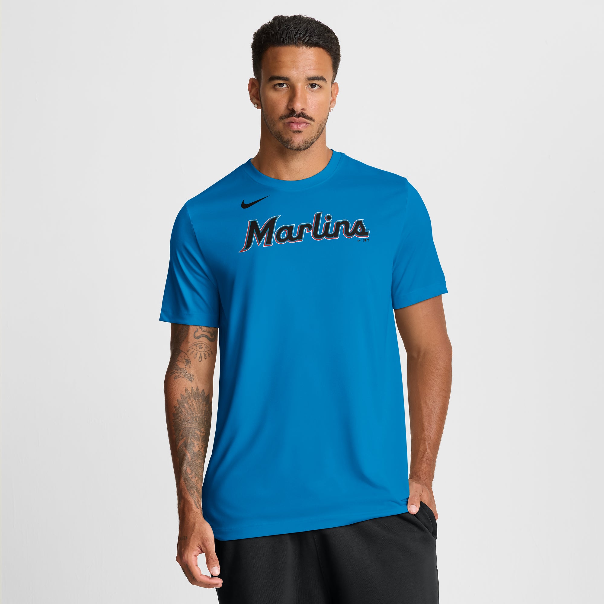 Men's Nike Light Blue Miami Marlins New Legend Wordmark Dri-FIT T-Shirt