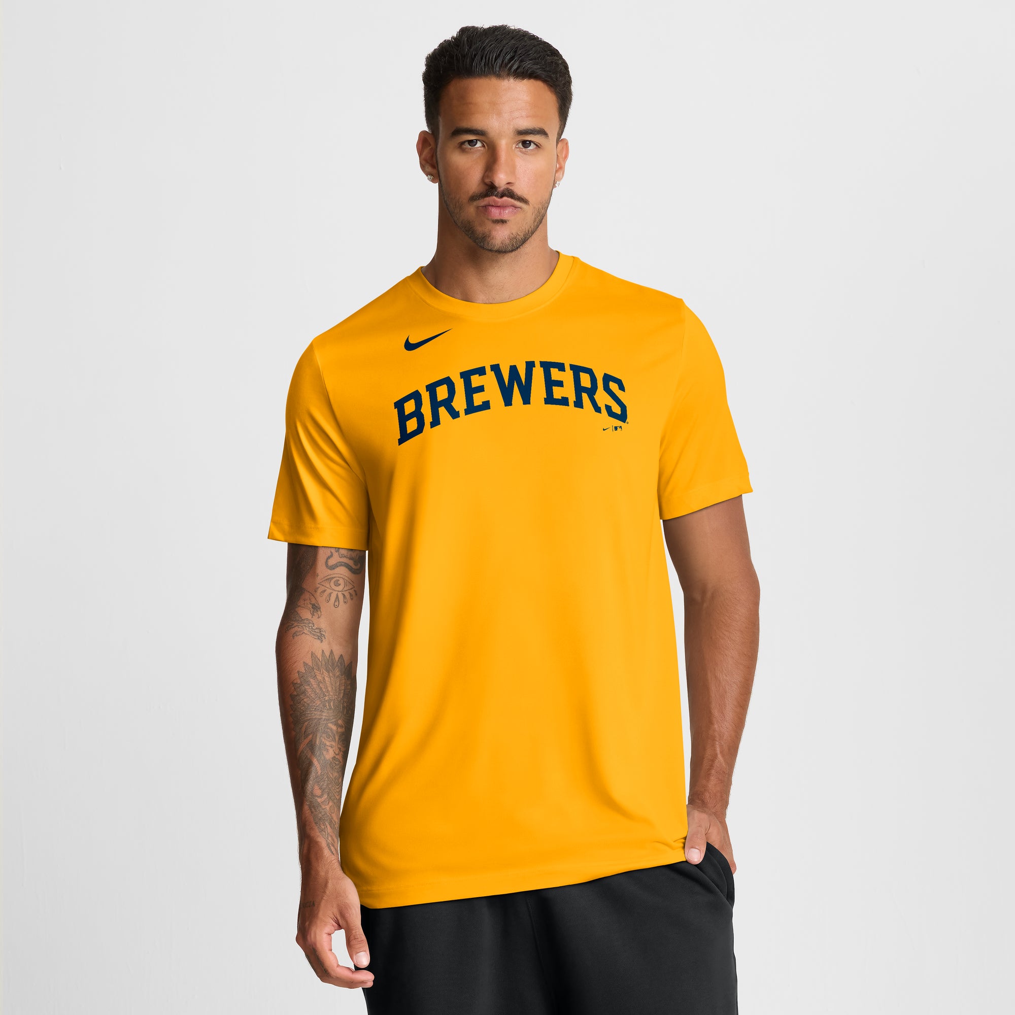 Men's Nike Gold Milwaukee Brewers New Legend Wordmark Dri-FIT T-Shirt
