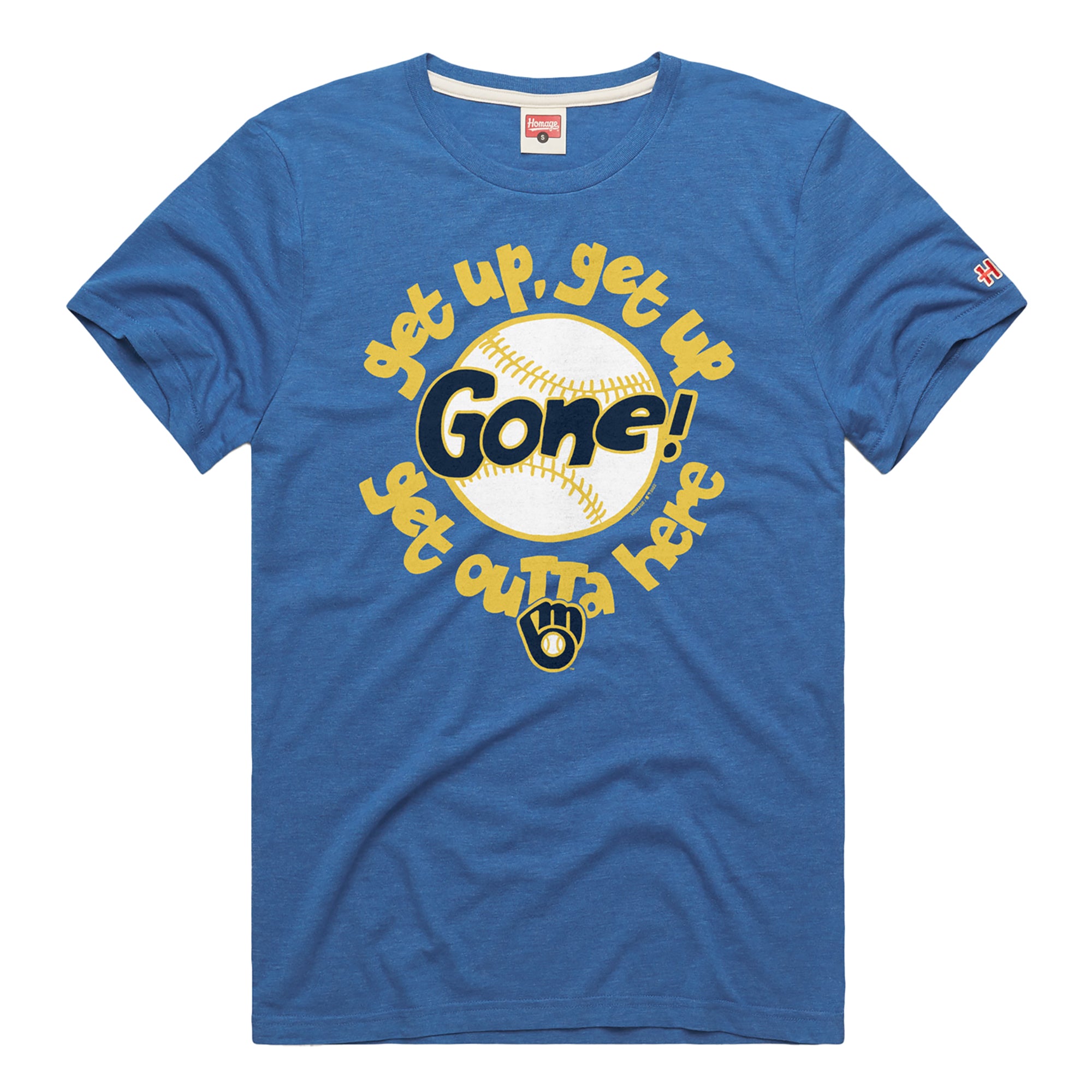 Men's Homage Royal Milwaukee Brewers Hyper Local Tri-Blend T-Shirt