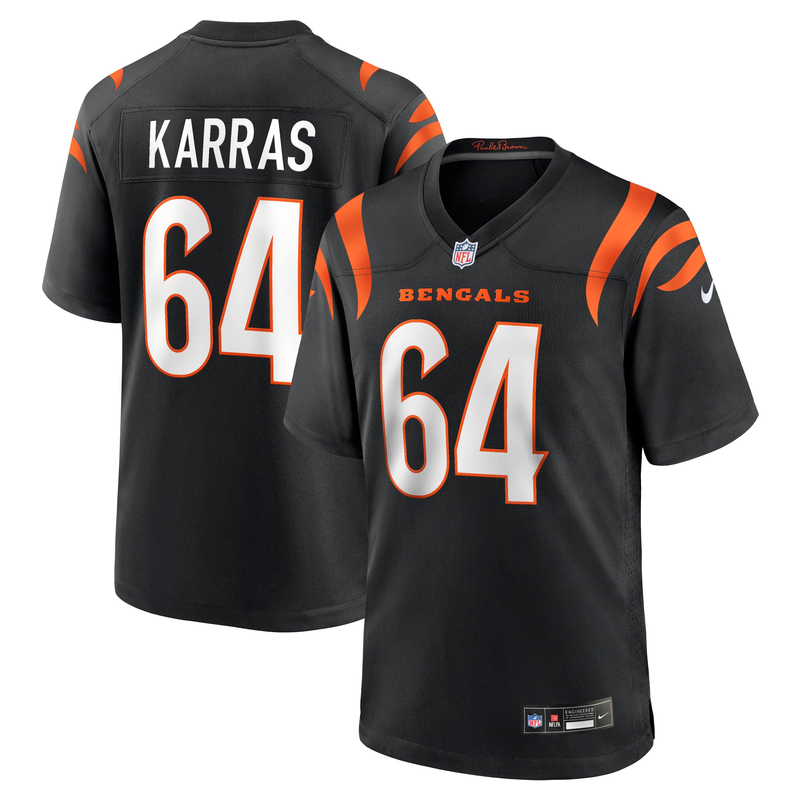 Men's Nike Ted Karras Black Cincinnati Bengals Game Player Jersey