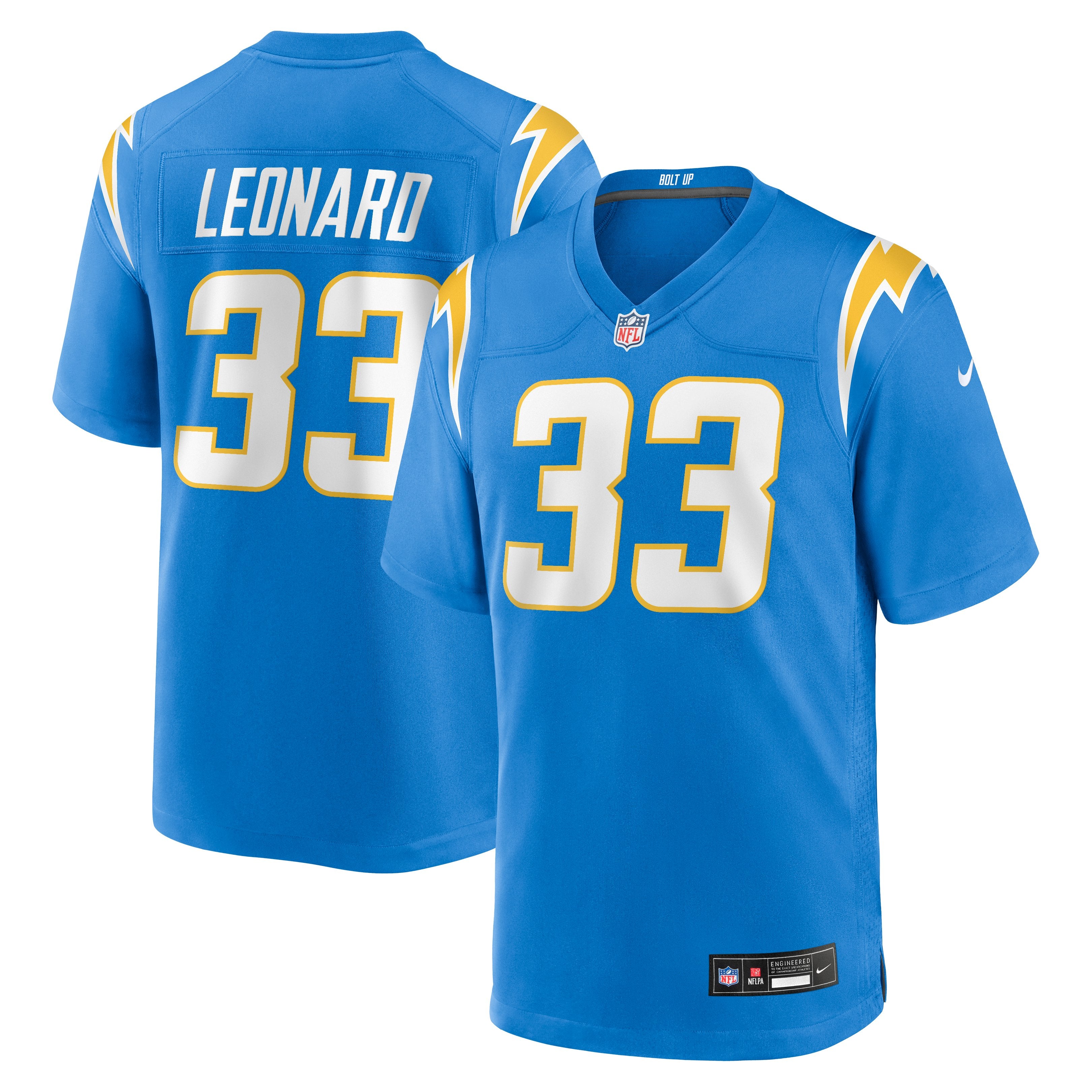 Men's Nike Deane Leonard Powder Blue Los Angeles Chargers Game Player Jersey