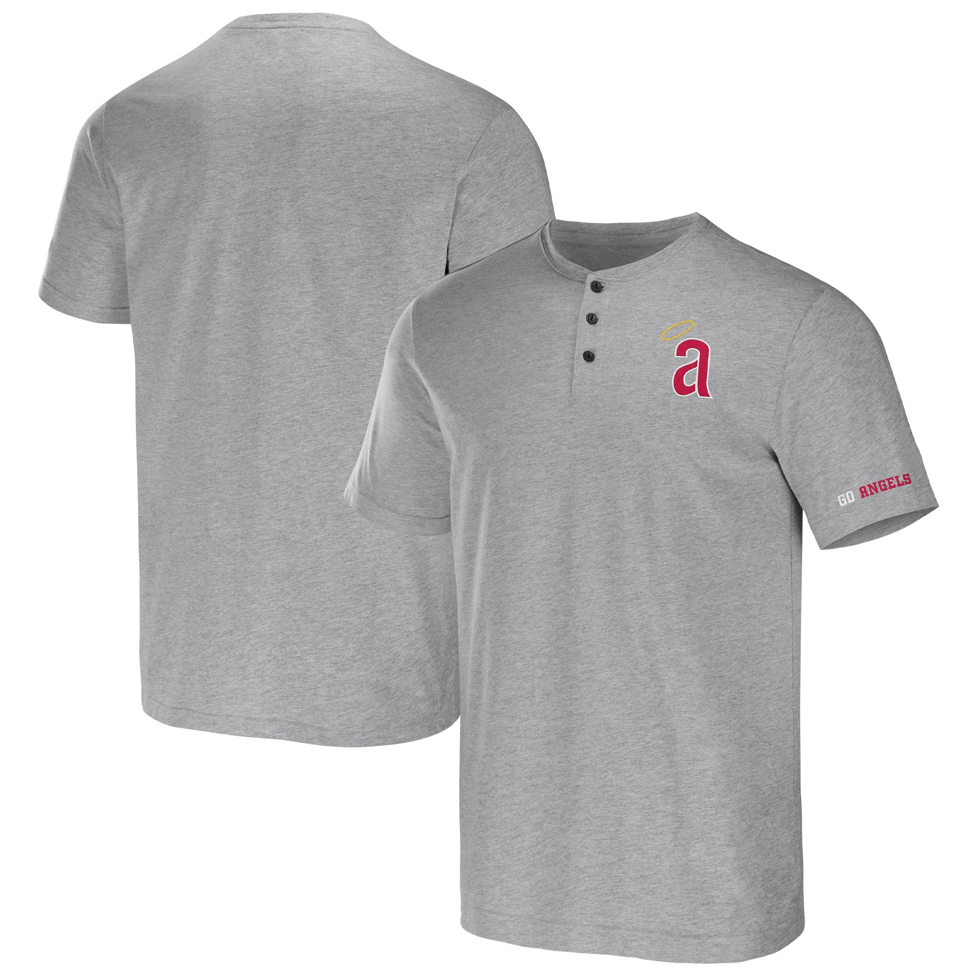 Men's Darius Rucker Collection by Fanatics Heather Gray Los Angeles Angels Henley T-Shirt