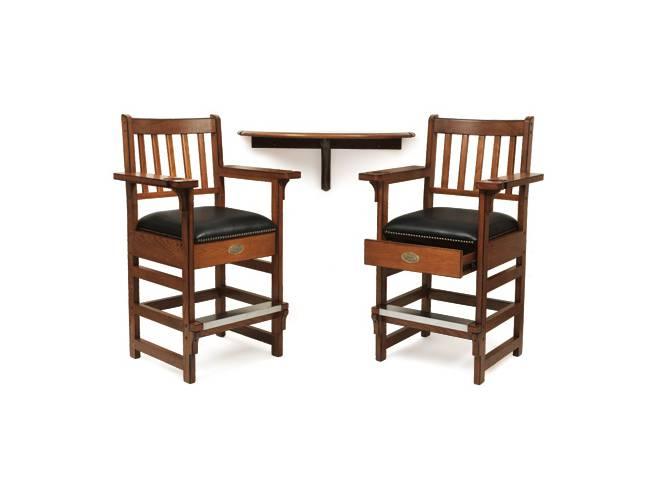 Spencer Marston Half-Moon Deluxe Plus Table and 2-Chair Set - Walnut